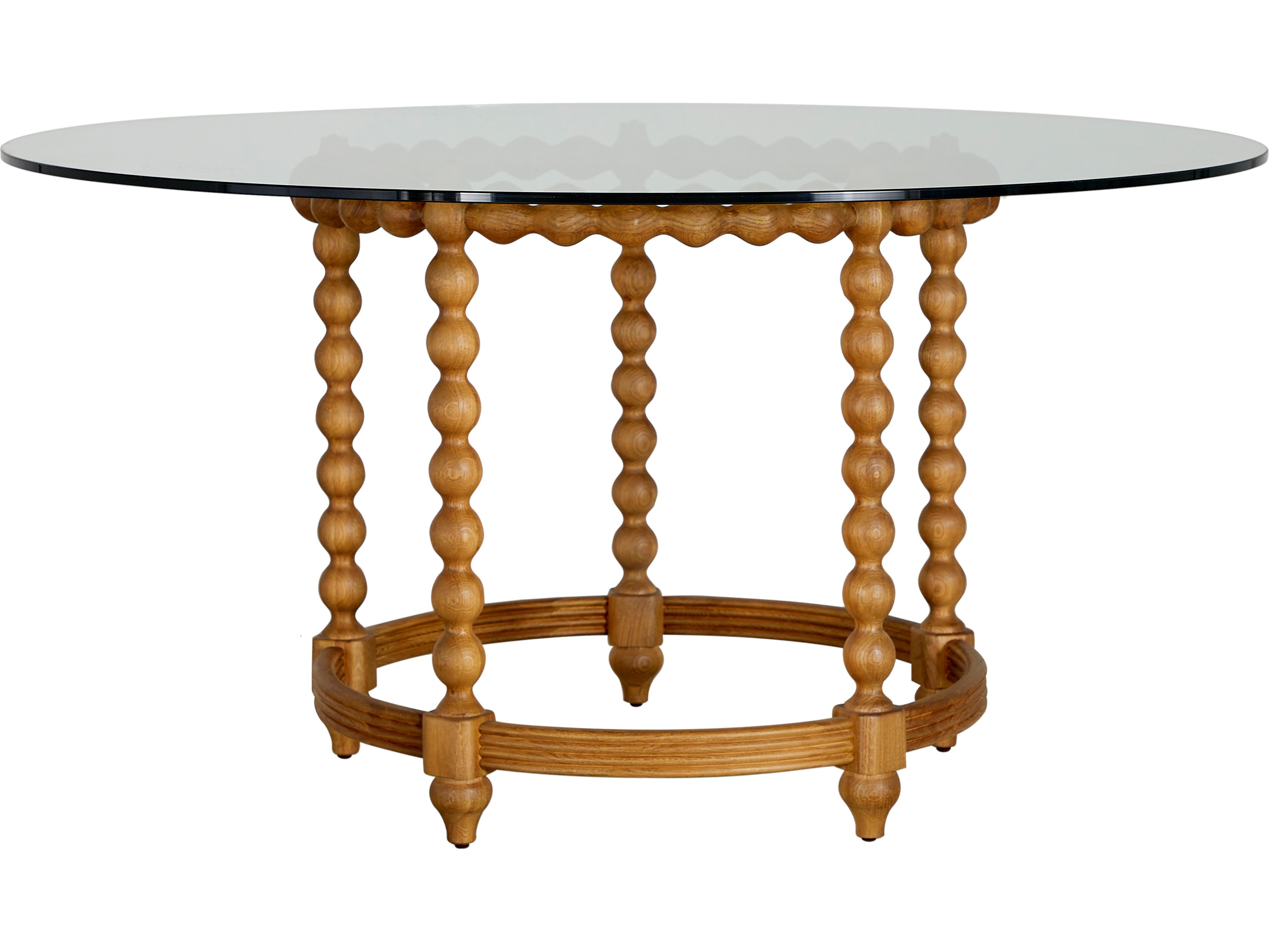 Gwen Round Glass Satin Oak Dining Table