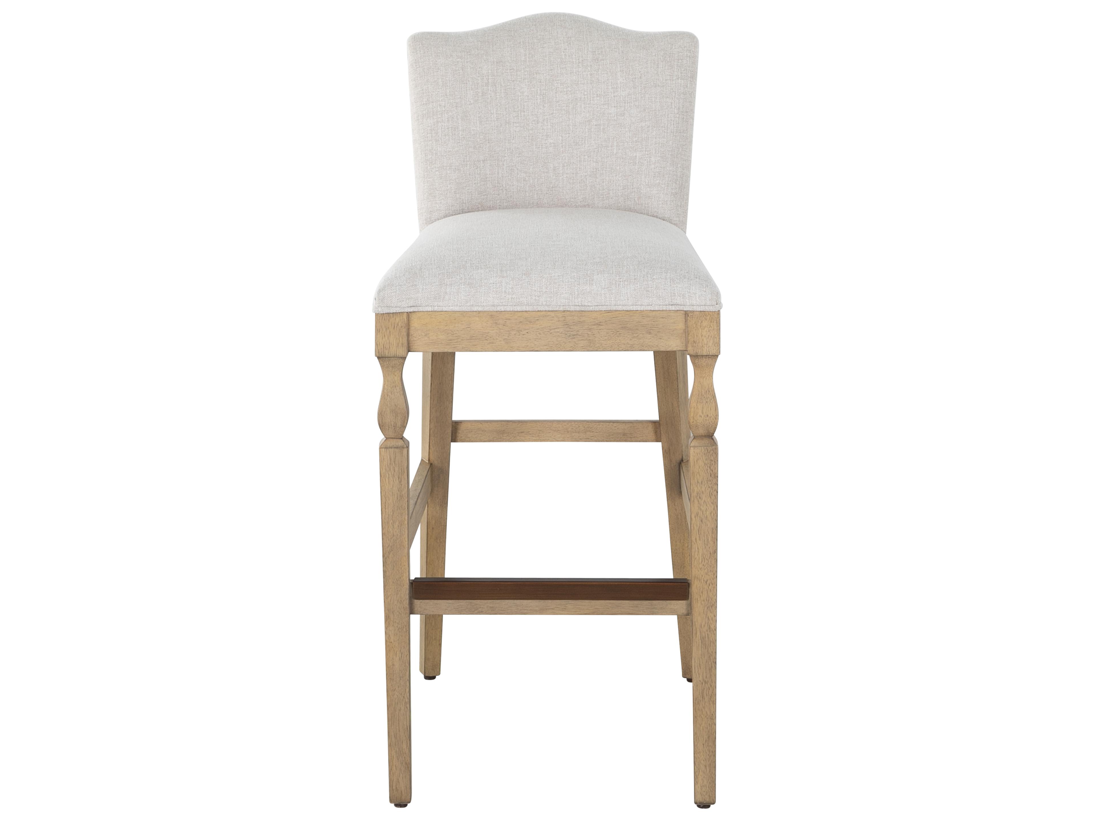 Gaston Rustic French Oak Upholstered Wood Bar Stool