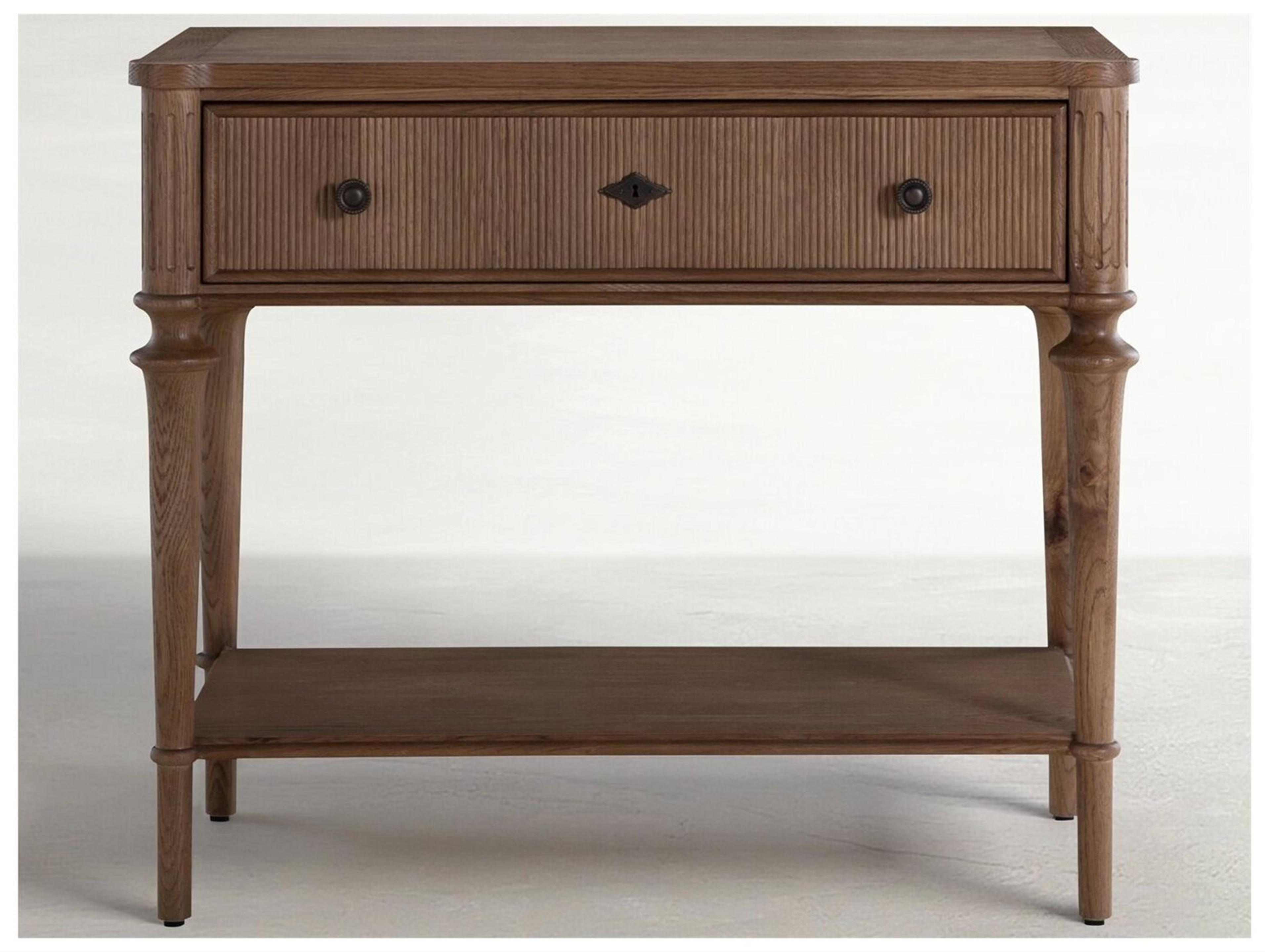 Andrea 1-Drawer Oak Wood Nightstand