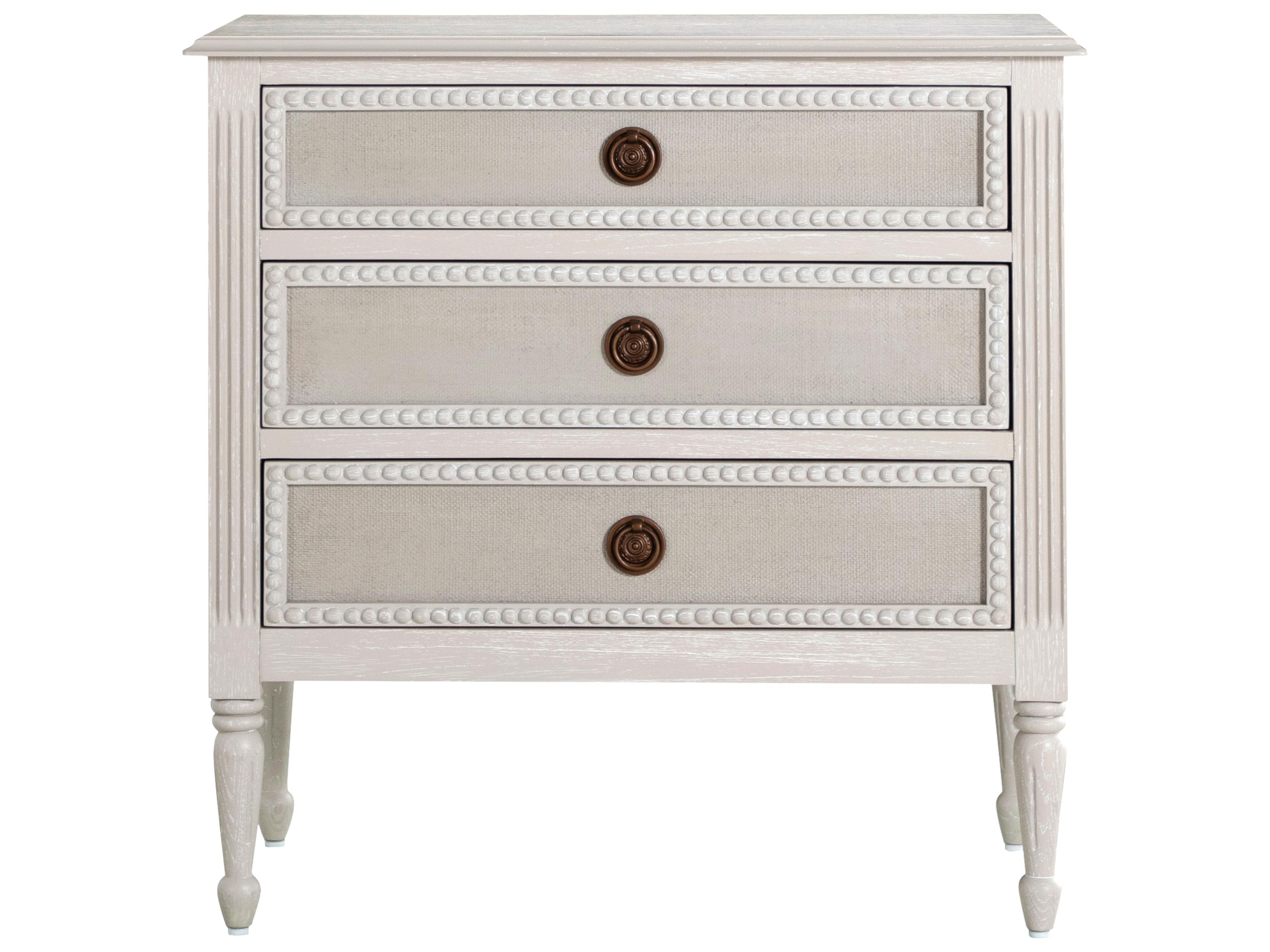Caroline 3-Drawers White Oak Wood Nightstand