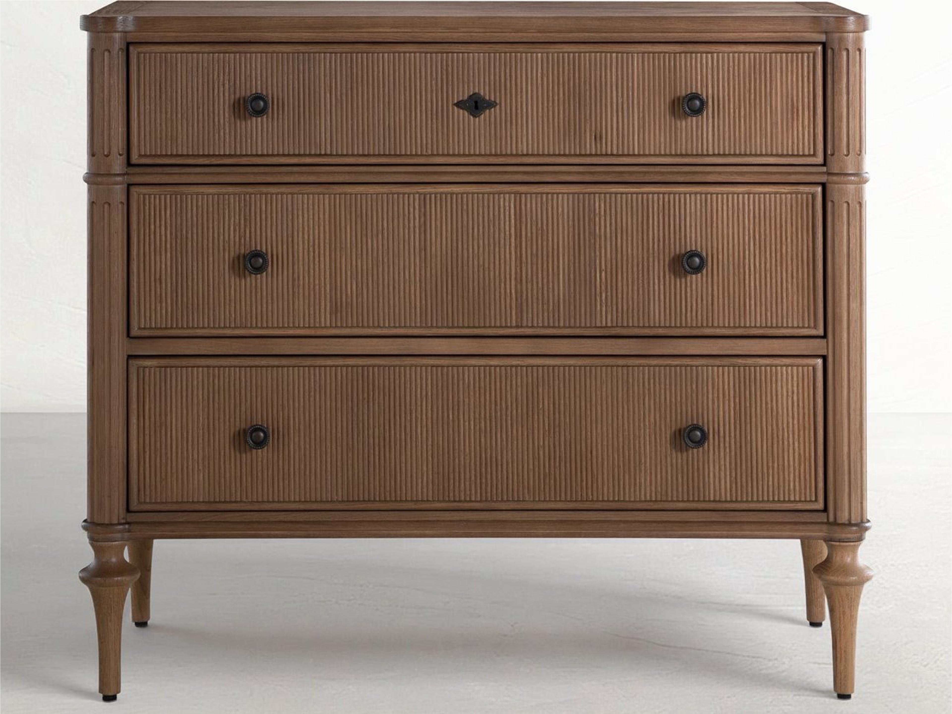 Andrea 3-Drawer Oak Chest with Antique Bronze Accents