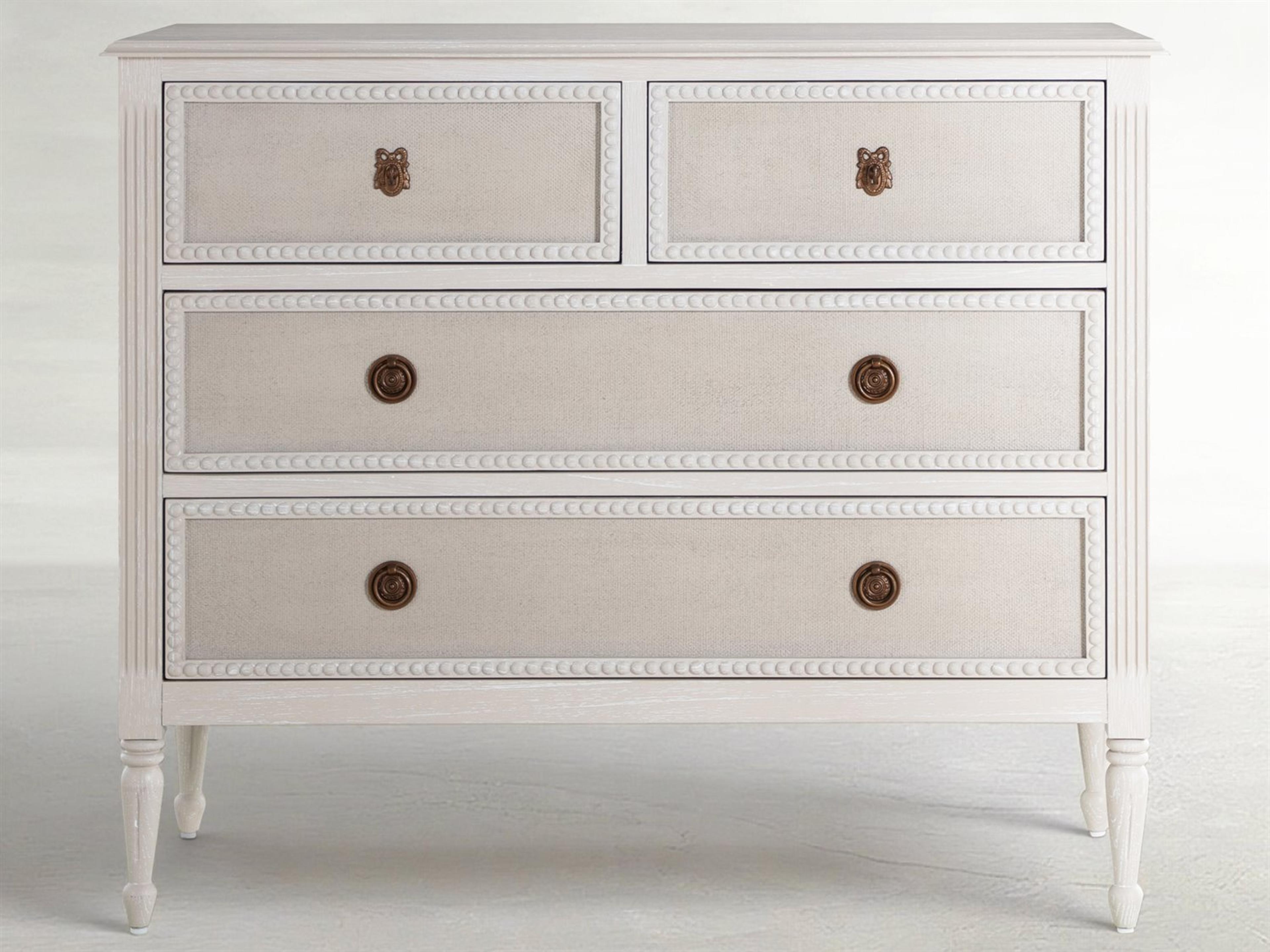 Caroline Cerused White Painted Burlap Mahogany Wood Accent Chest