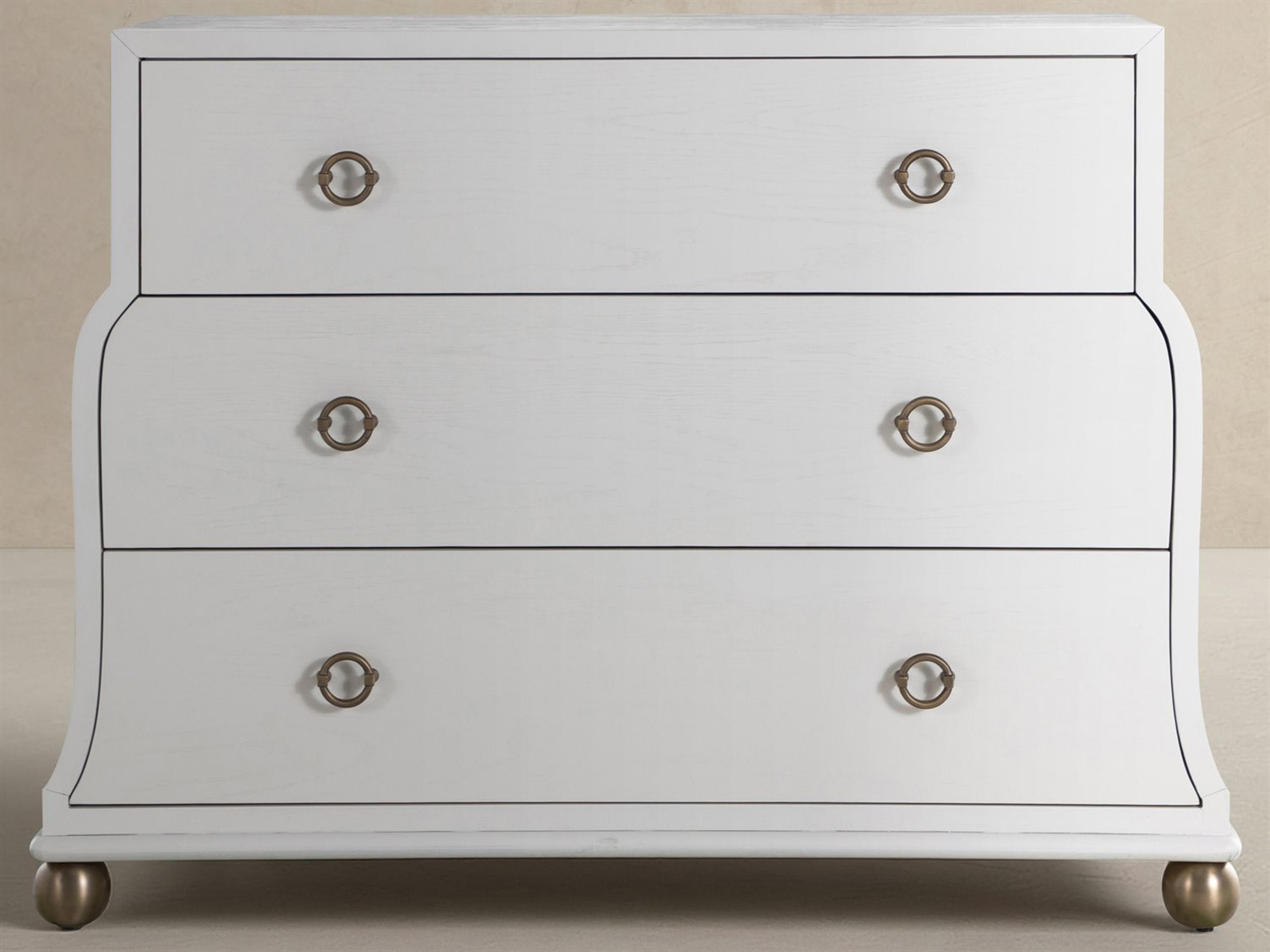Pearl Ivory White Satin Brass Oak Wood Accent Chest