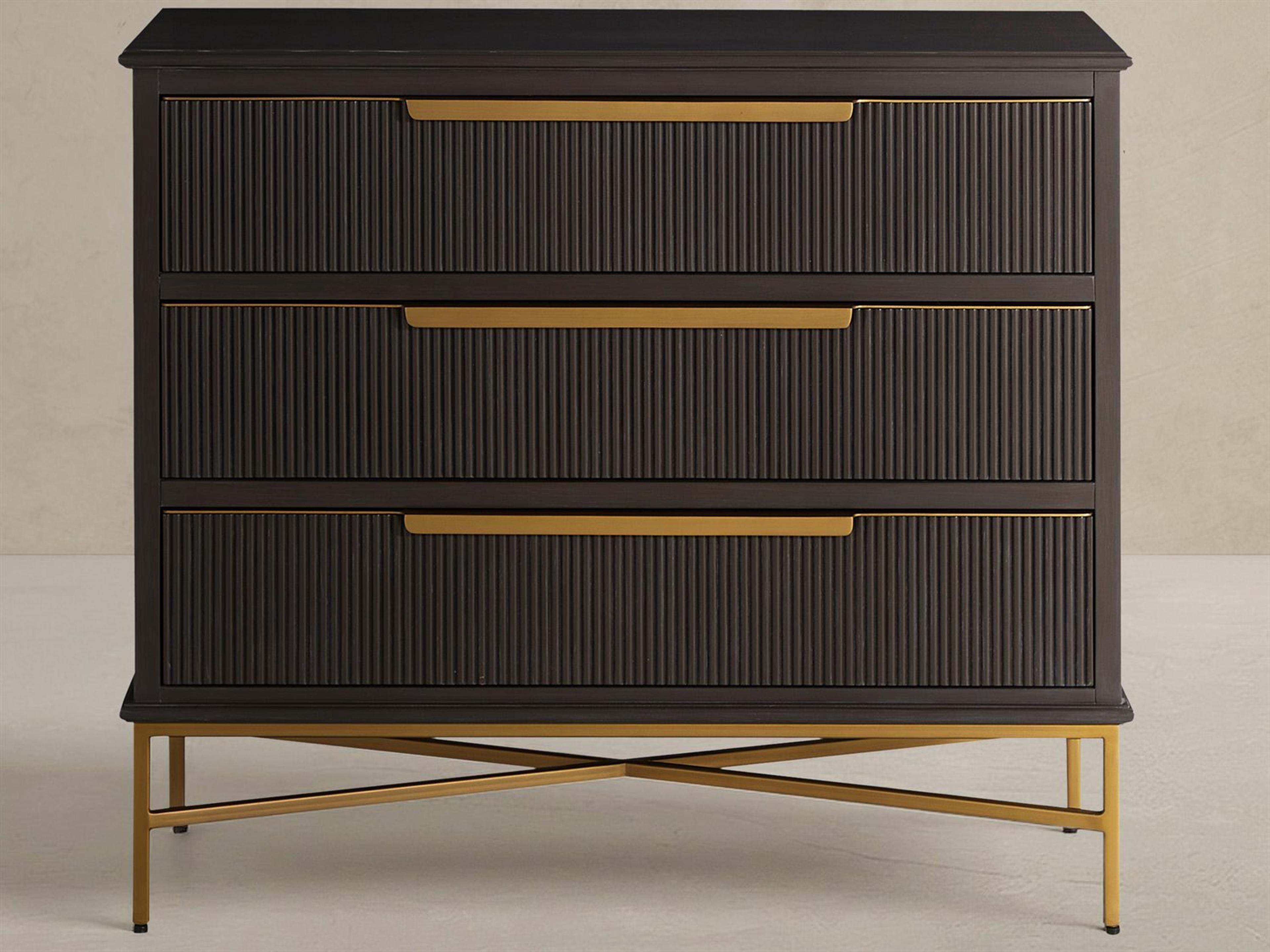 Riggs Sesame Black Stained Brass Mahogany Wood Accent Chest