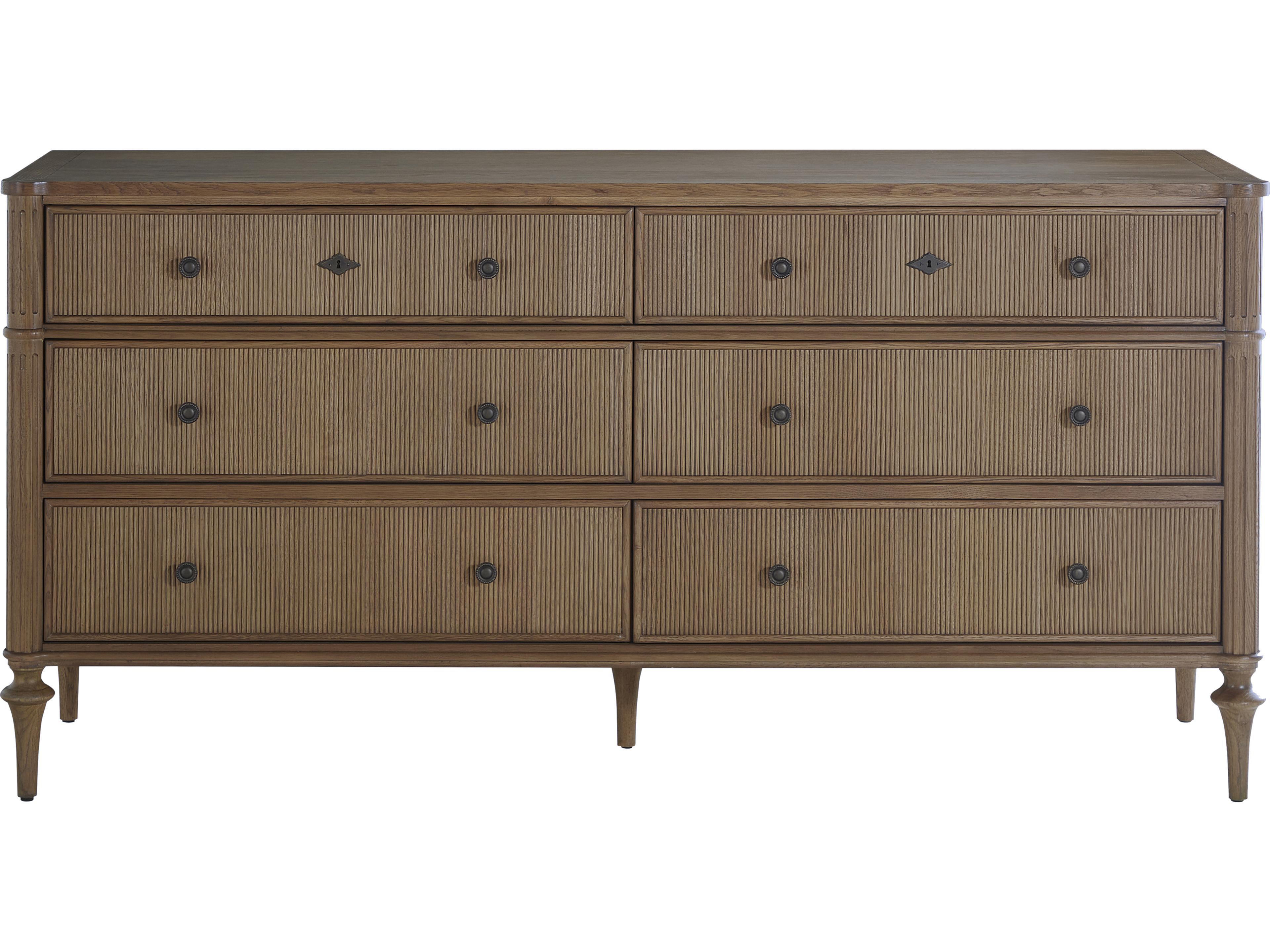 Andrea 6-Drawers Oak Wood Double Dresser