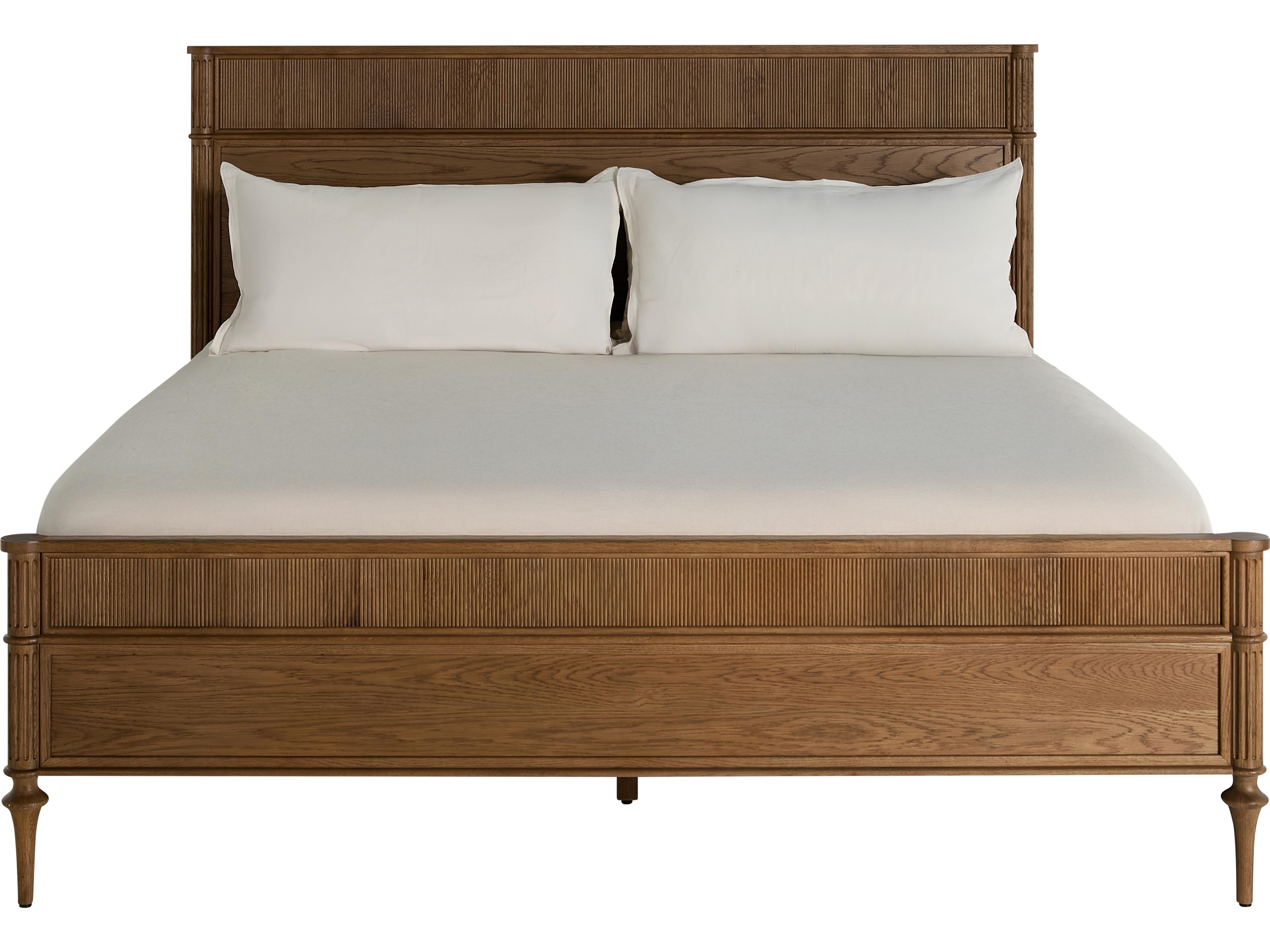 Andrea Satin Oak Natural Wood Queen Panel Bed