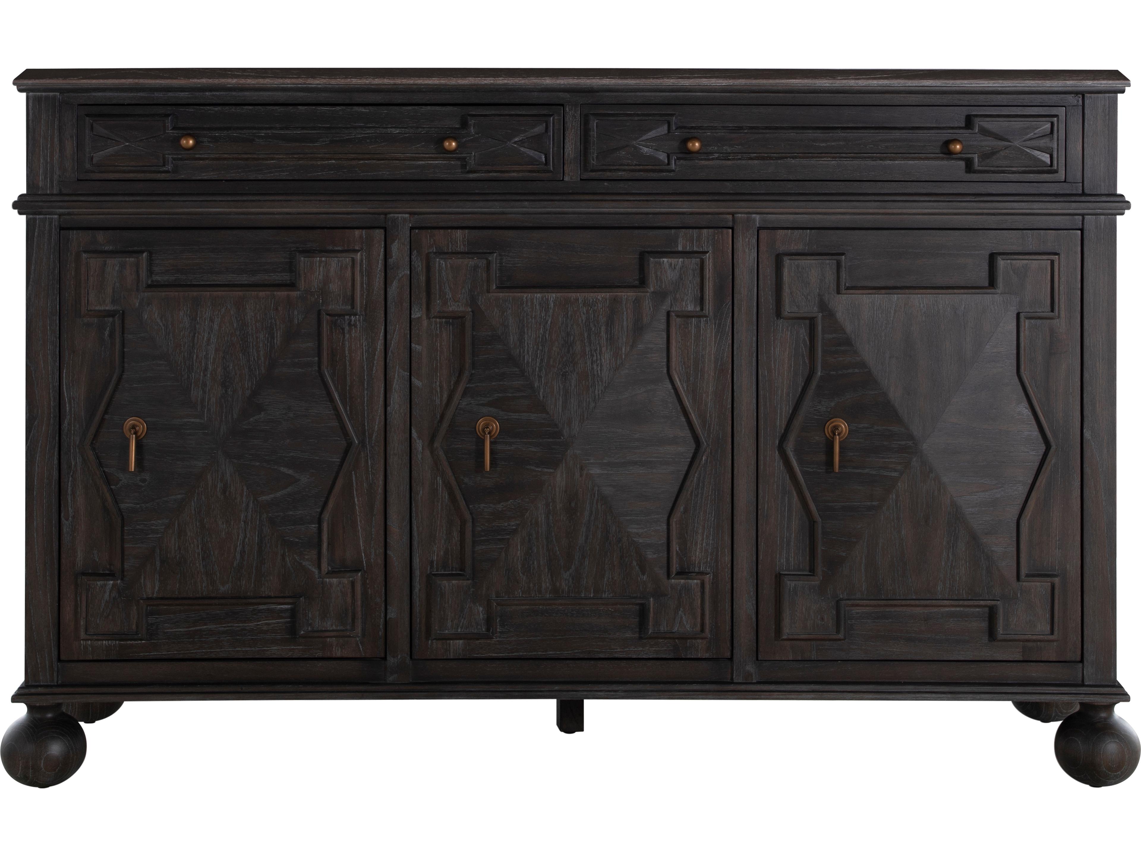 Ezekiel 67" Oak Wood Cerused Forest Black Antique Bronze Sideboard