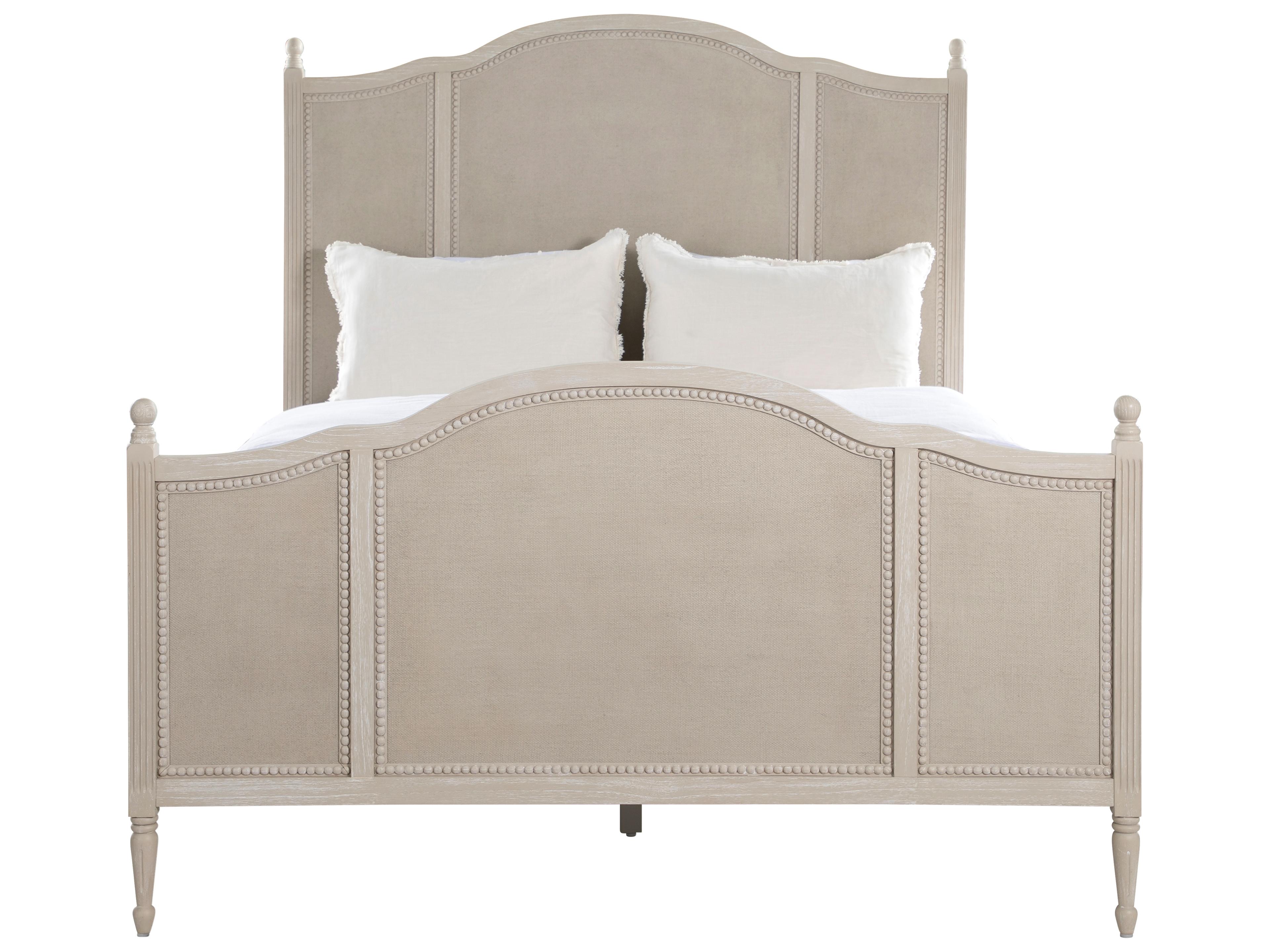 Caroline Cerused White Mindi Wood Queen Panel Bed