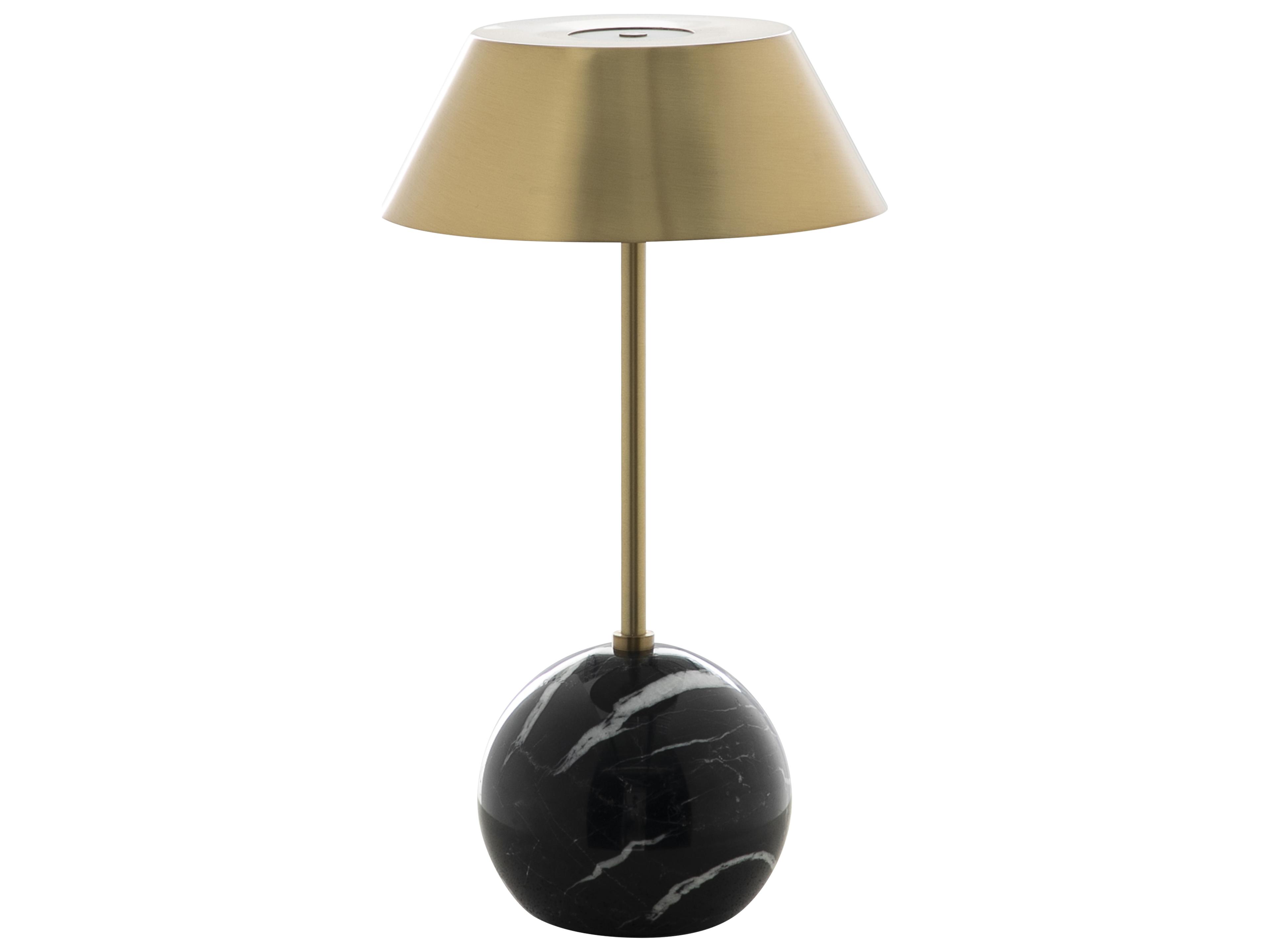 Firefly Antique Brass Nero Marquina Black Table Lamp