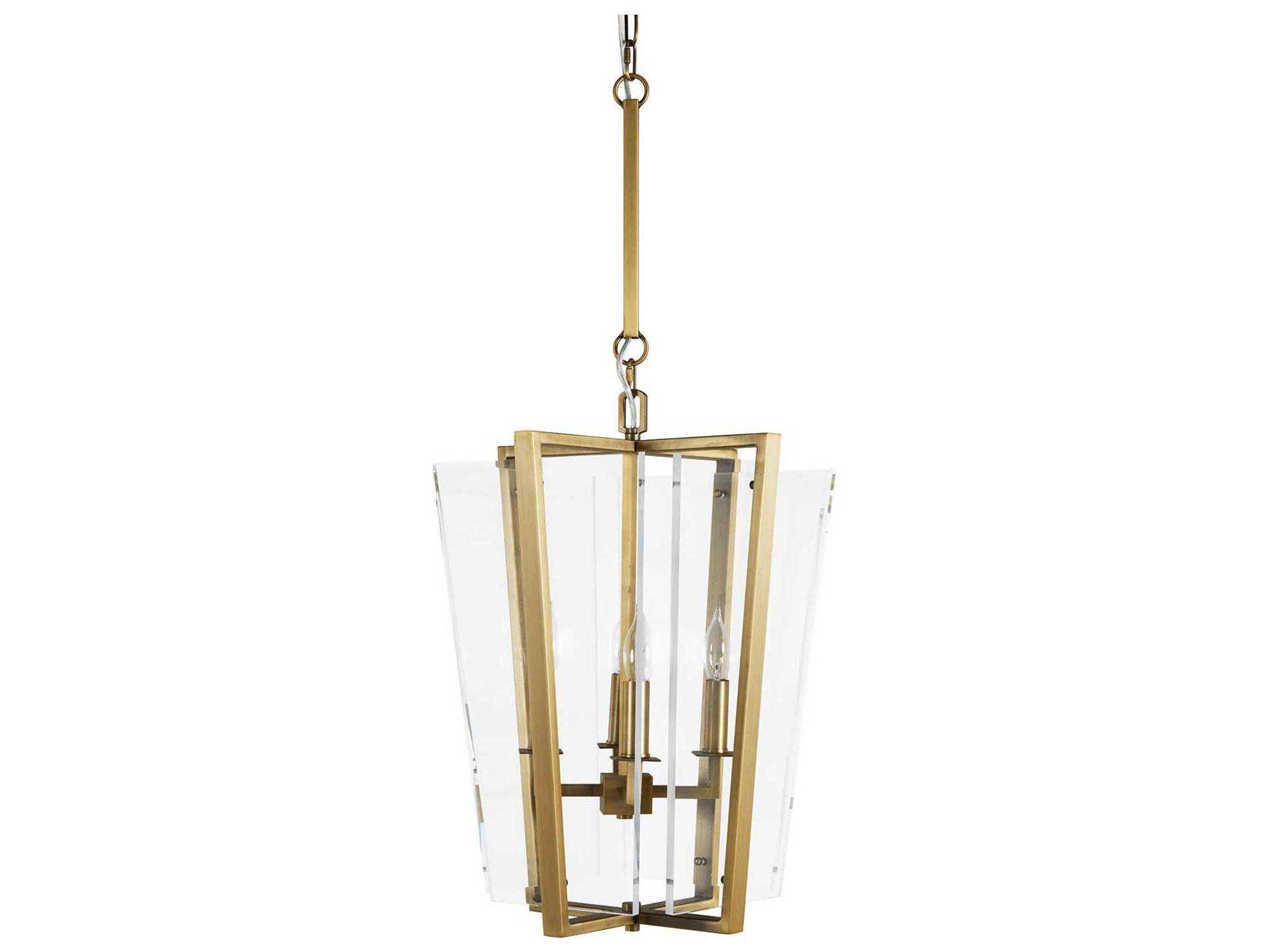 Gabby Lantern 4-Light Matte Antique Brass Clear Chandelier