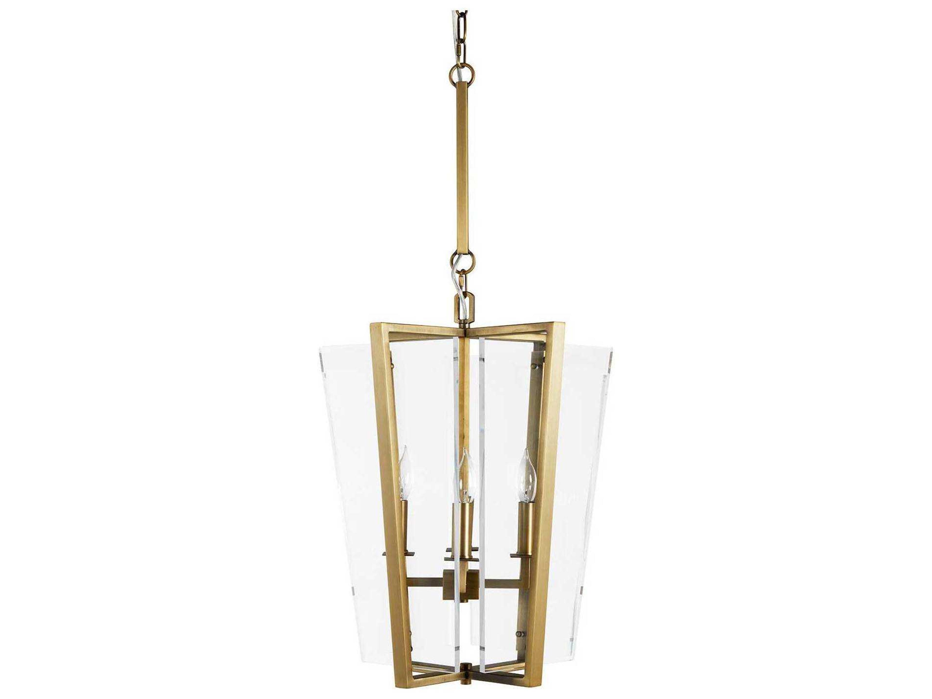Gabby Lantern 4-Light Matte Antique Brass Clear Chandelier