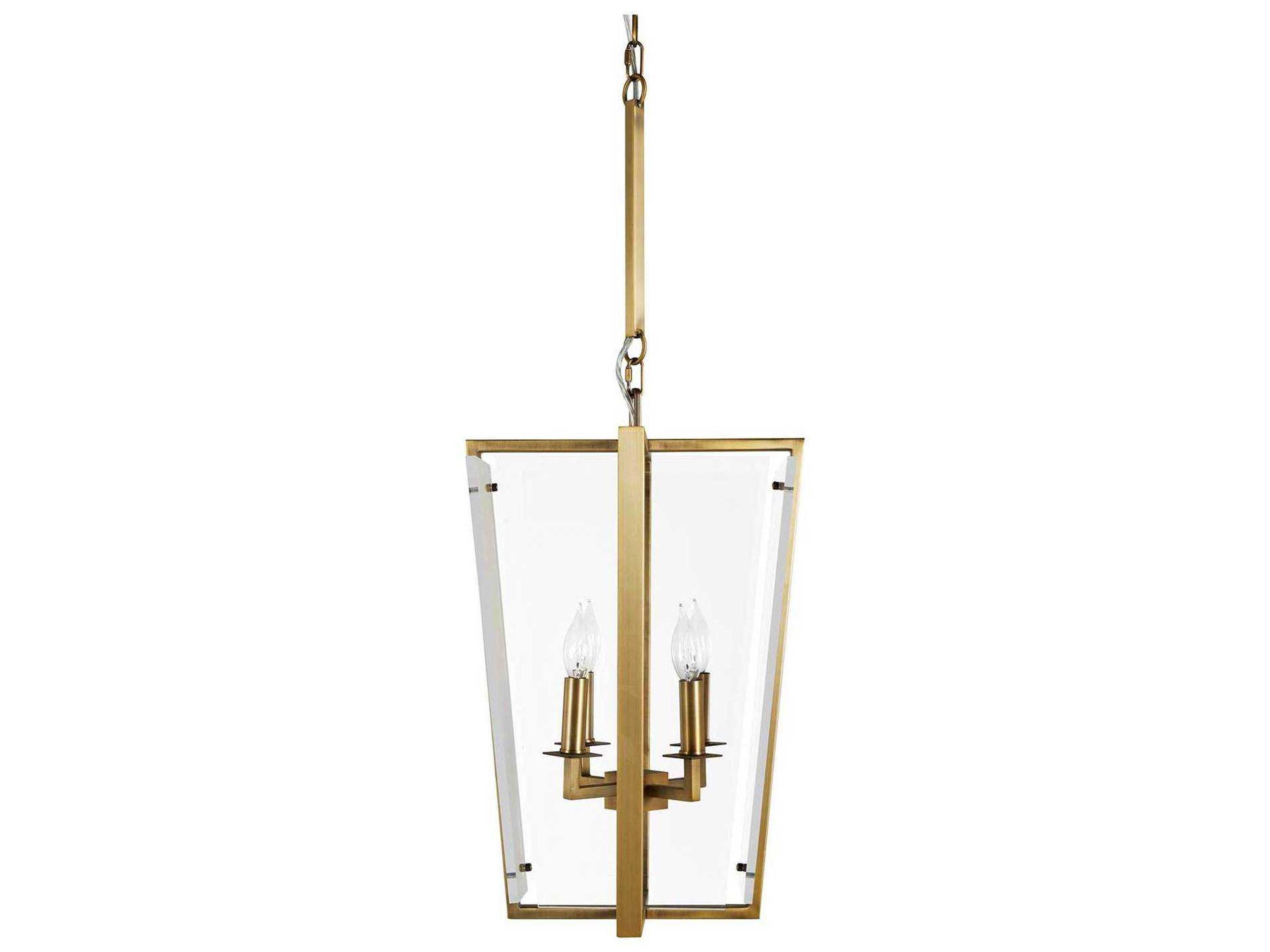 Gabby Lantern 4-Light Matte Antique Brass Clear Chandelier