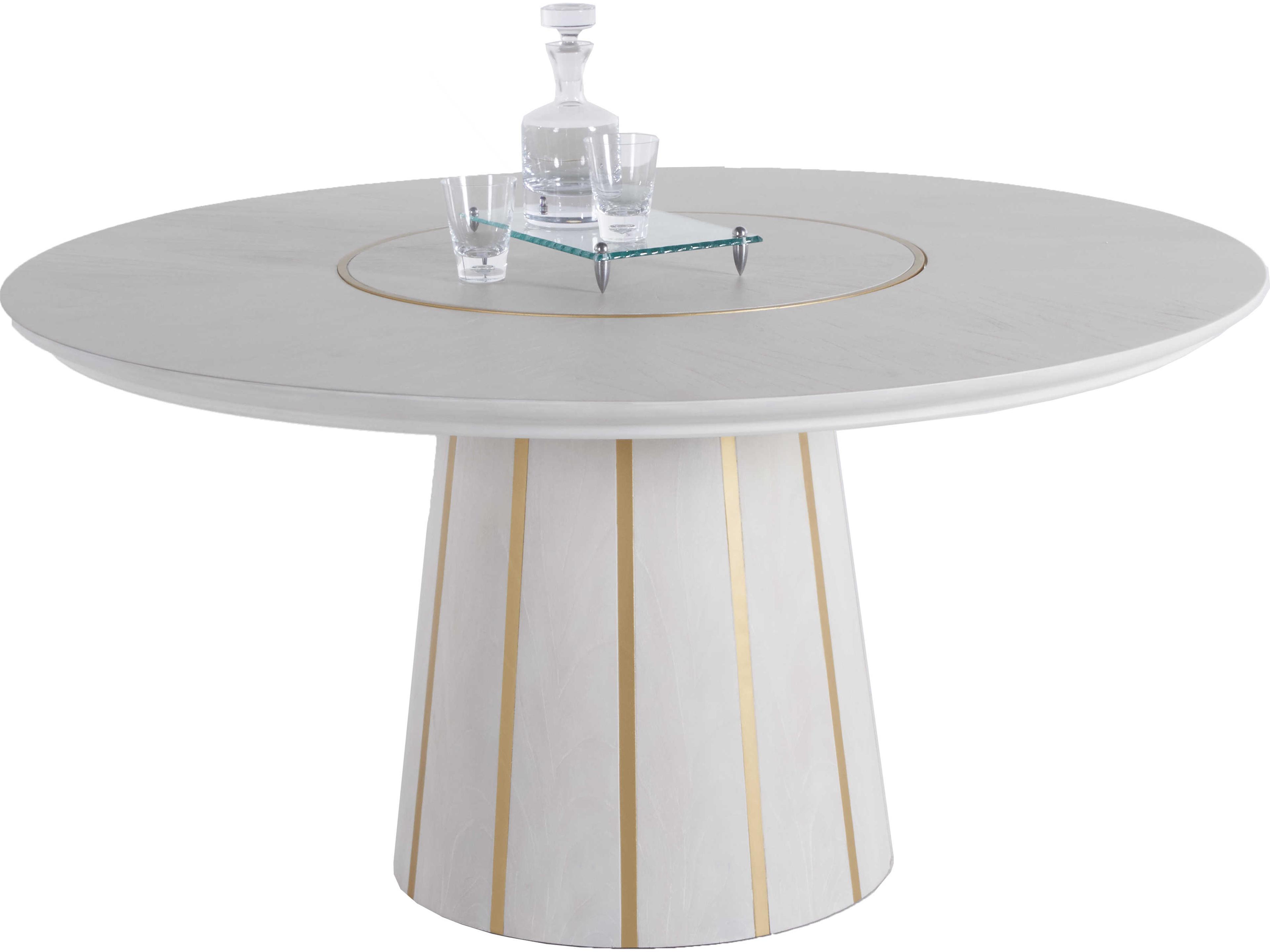 Gabby Morgan Round Wood Cerused White Gold Dining Table