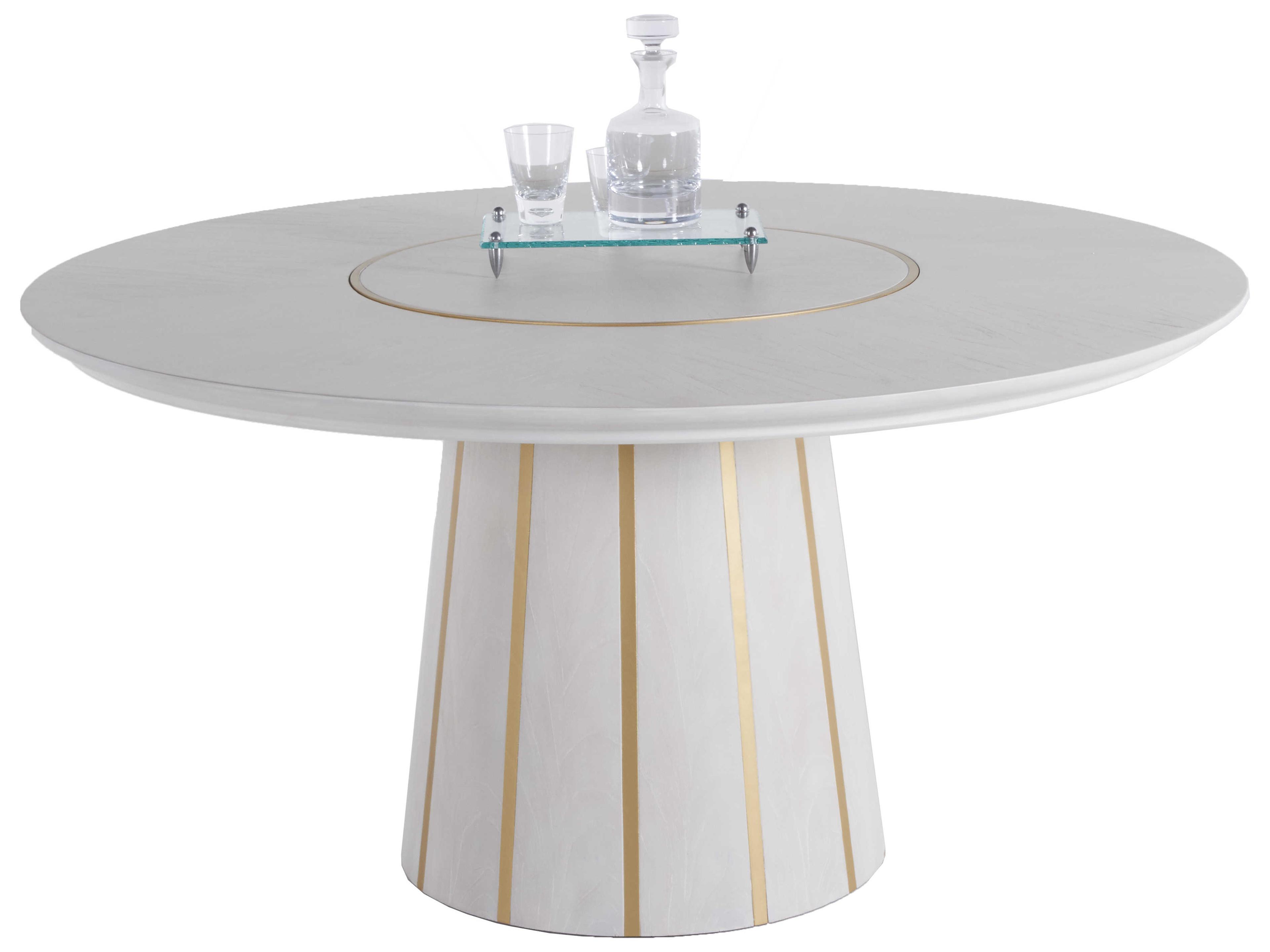 Gabby Morgan Round Wood Cerused White Gold Dining Table