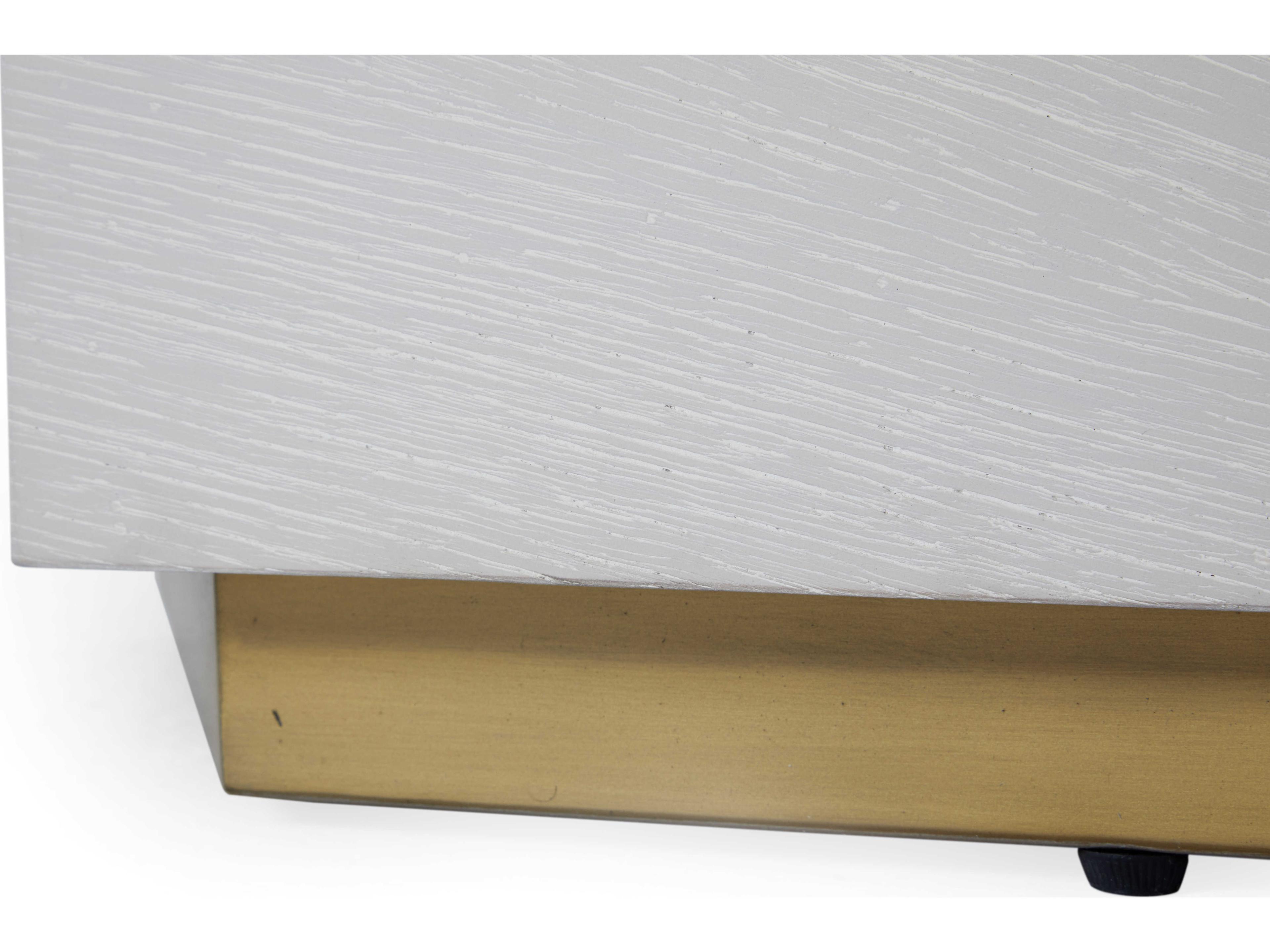 Gabby Winslet Hexagon Wood Cerused White Stain Gold End Table