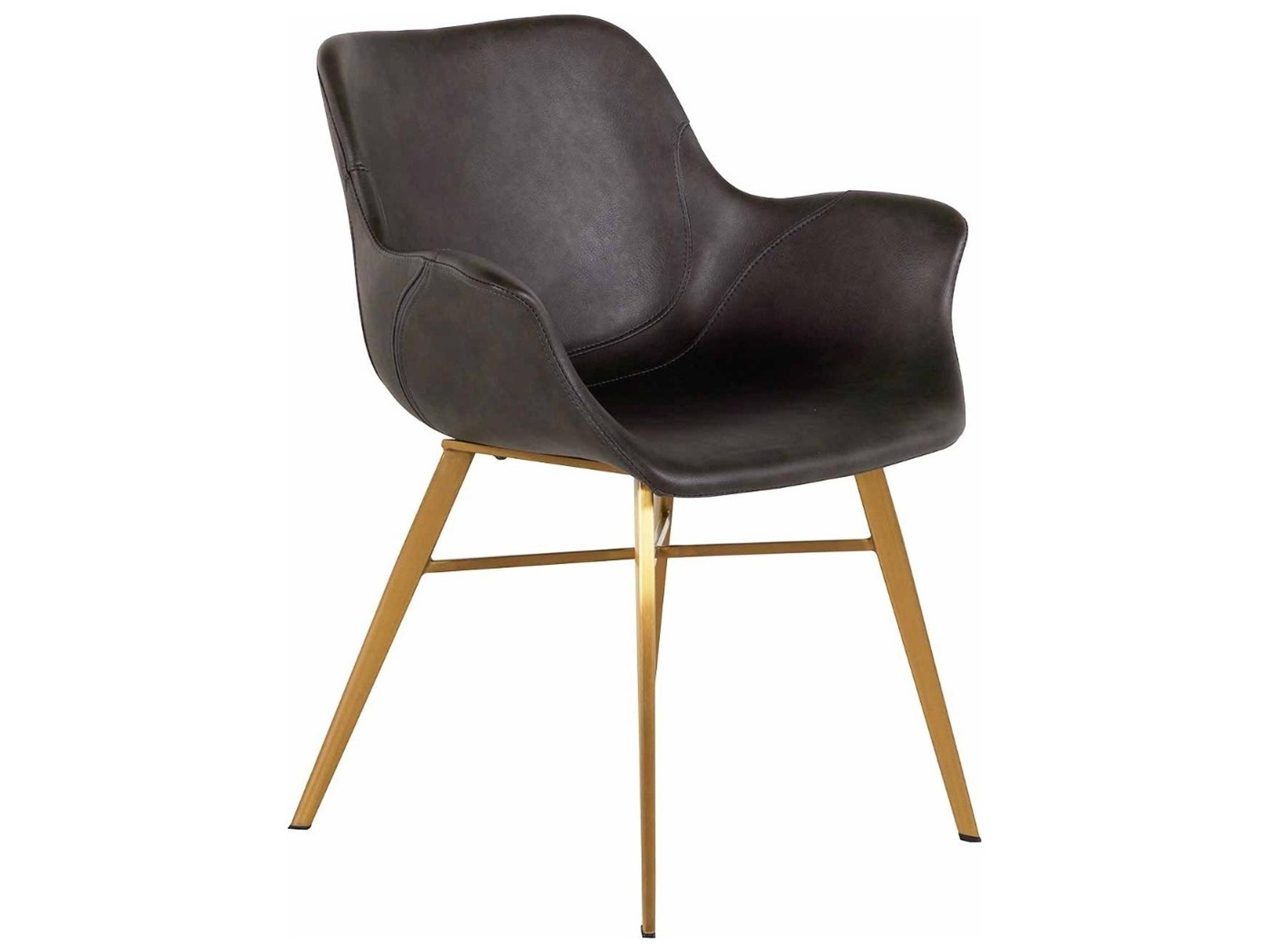 Channing Gray Faux Leather Arm Dining Chair