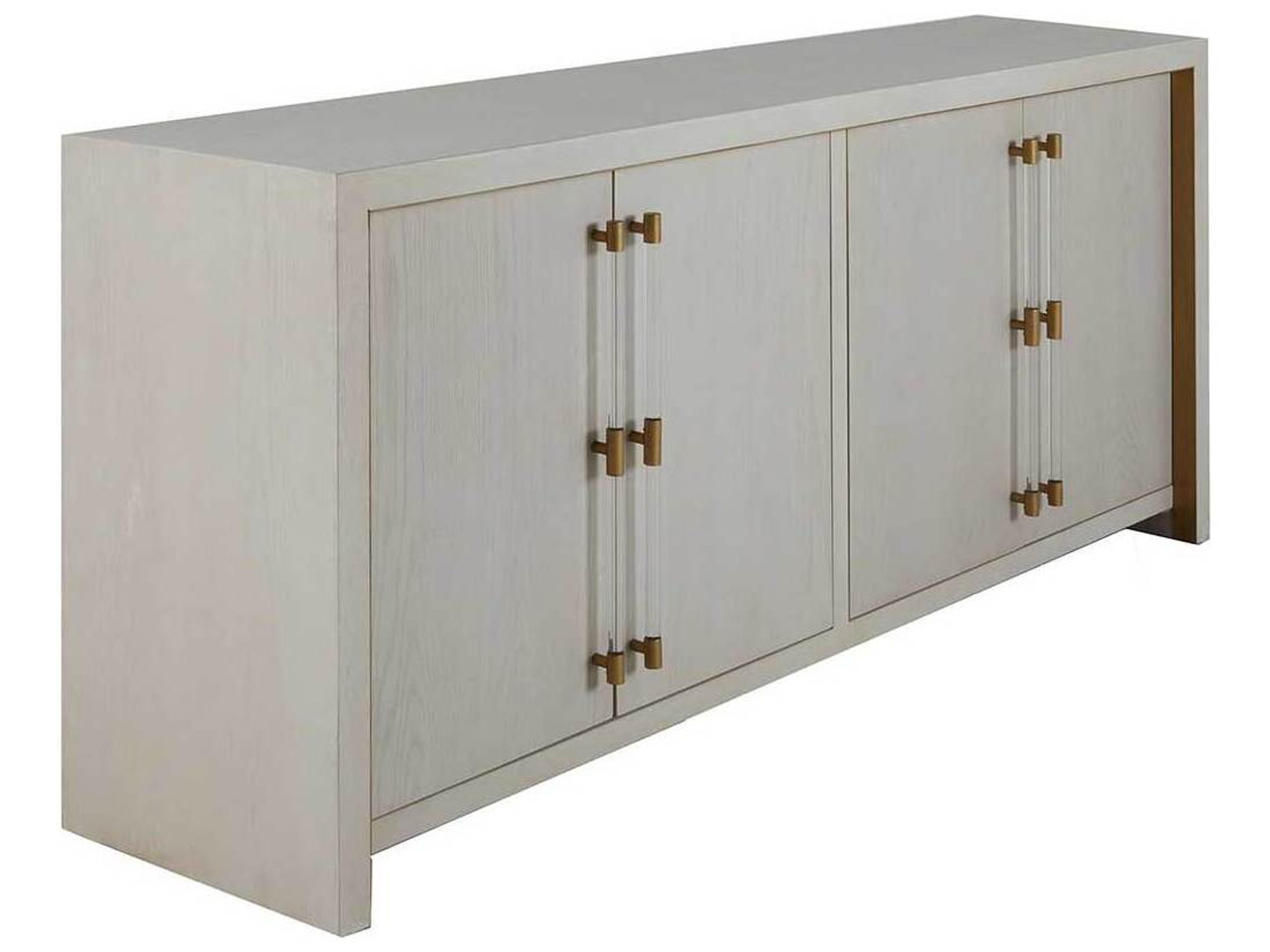 Winford Waterfall Cabinet in Cerused White and Stained Gold