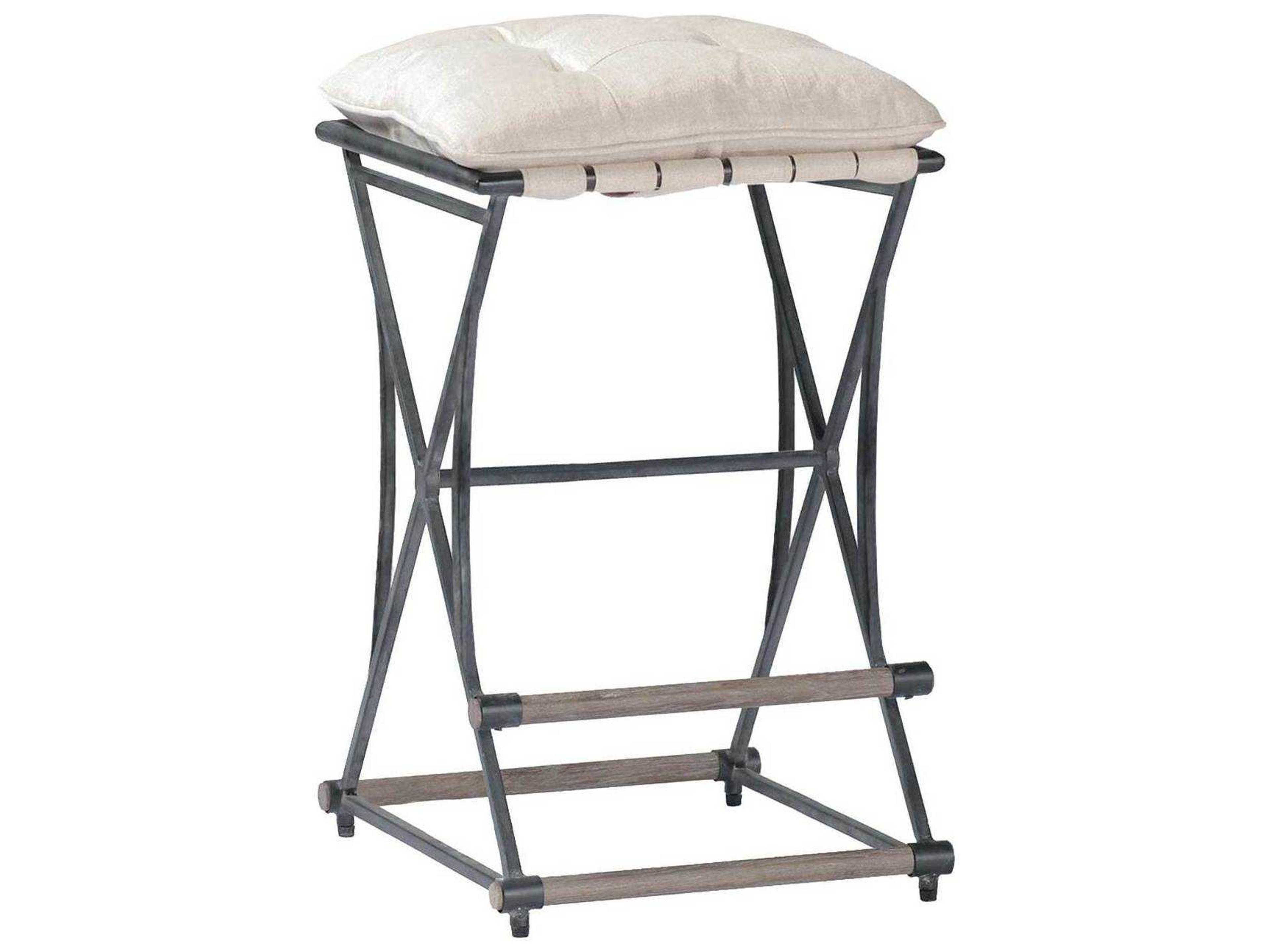 Frederick Upholstered Soft Chamois & Aged Black Counter Stool