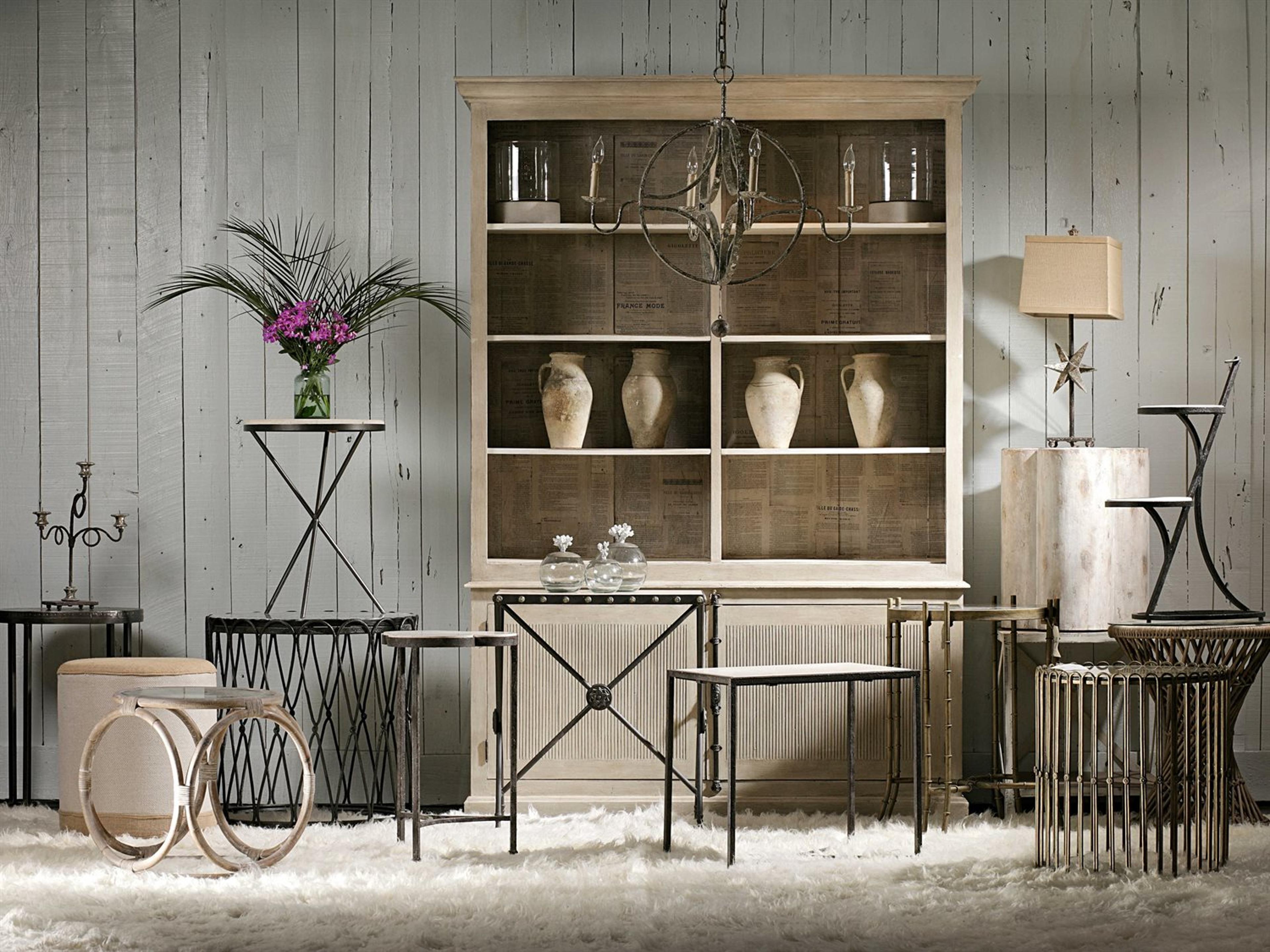 Gabby Cassandra Round Distressed Dove & Mirror End Table