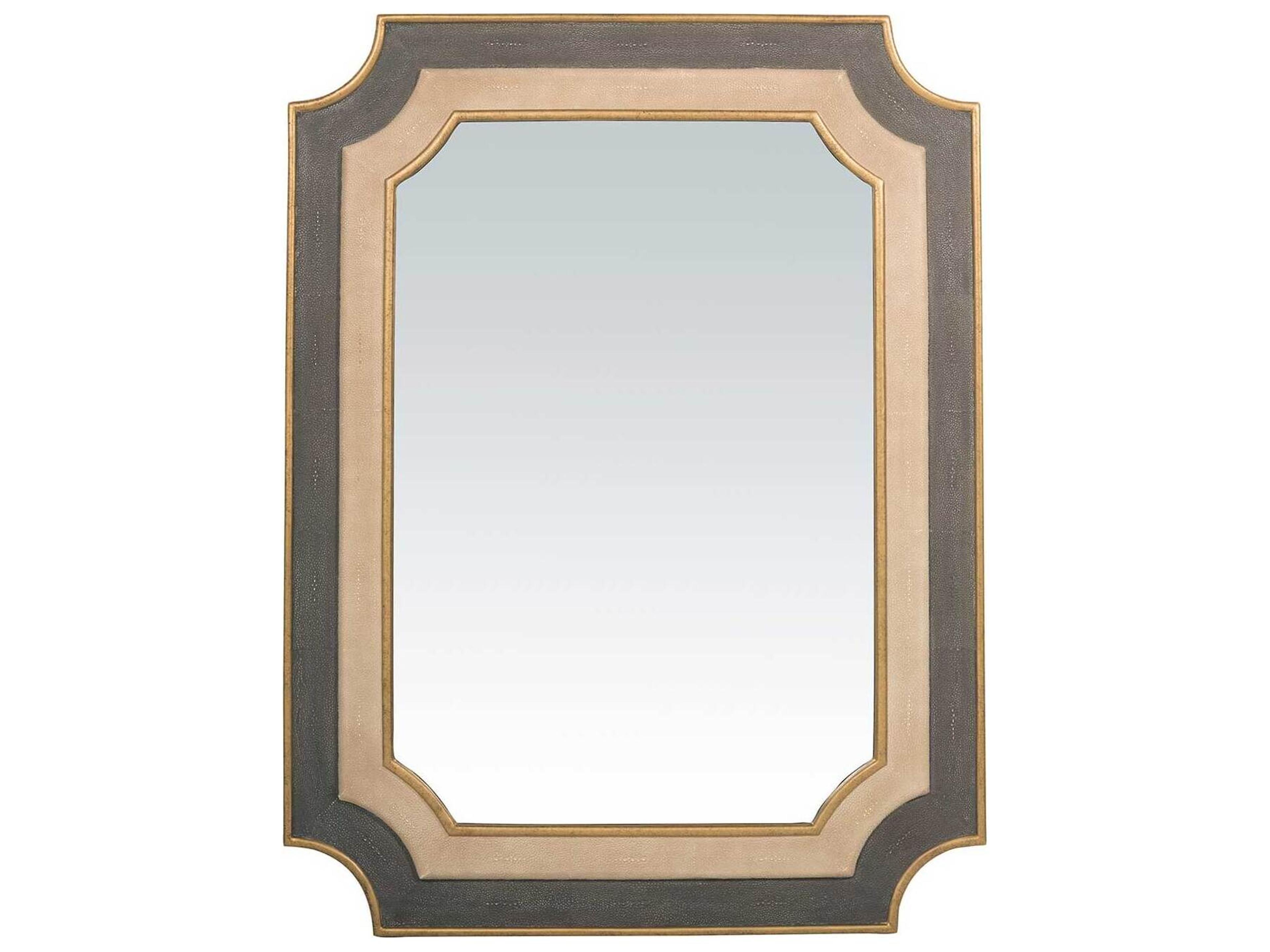 Yardley Rectangle Mirror with Faux Shagreen and Antique Gold Finish