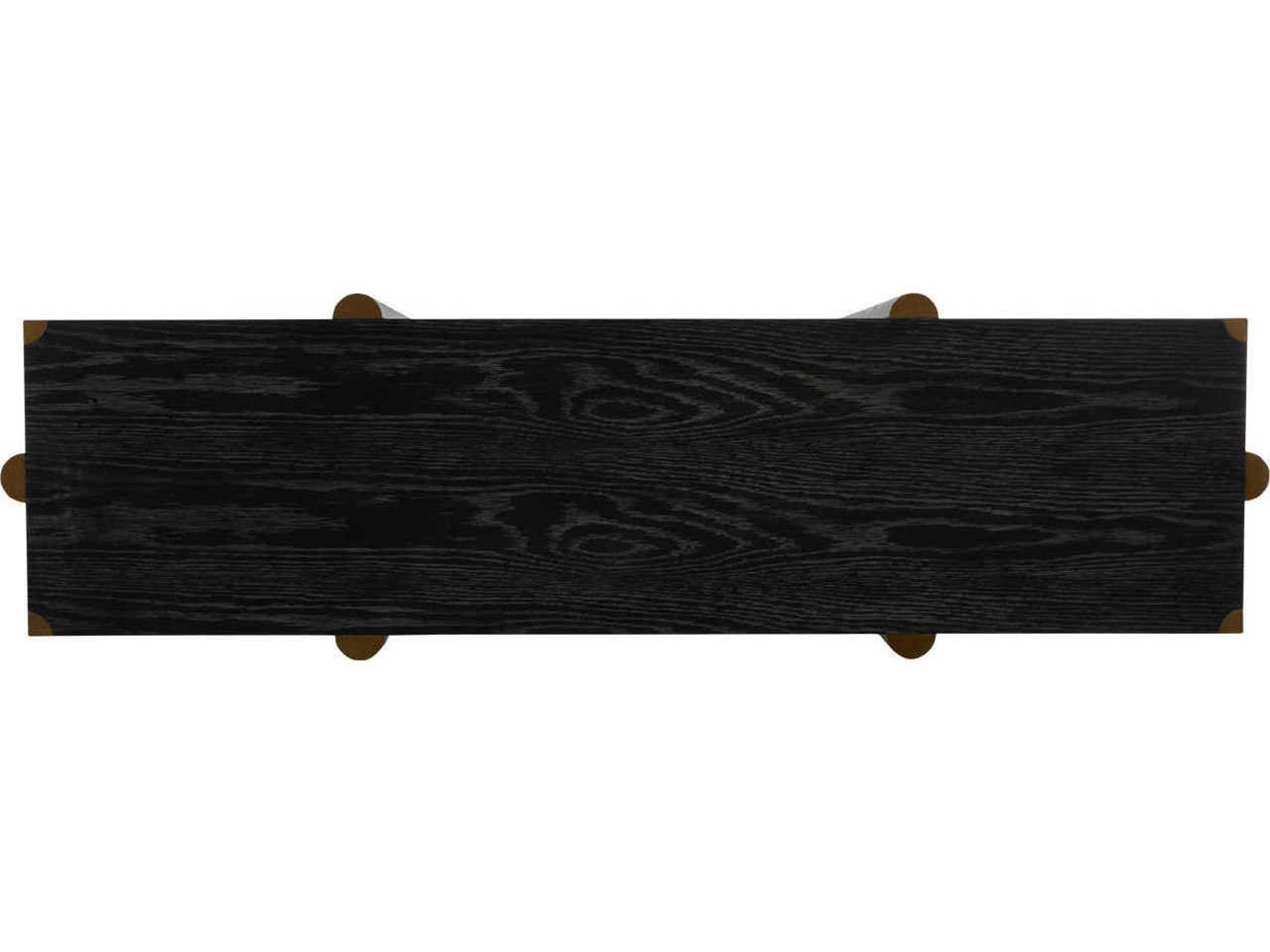 Gabby Fiona Rectangular Wood Black Cerused Oak & Antique Brass Console Table