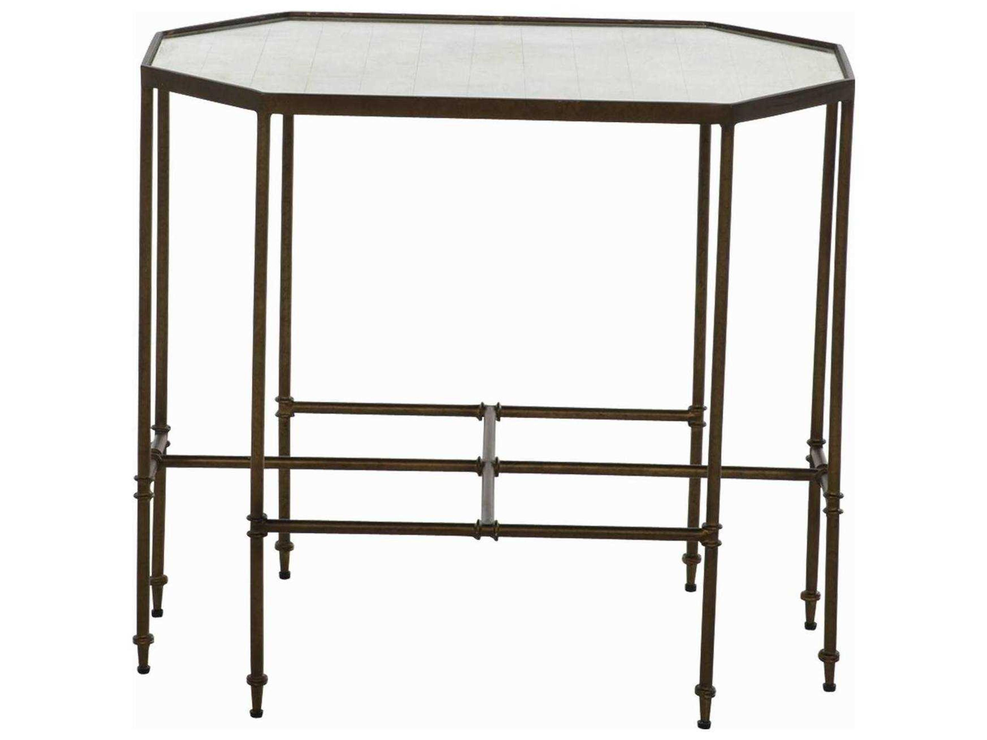 Gabby Barnes Hexagon Matte Gold & Eglomise Mirror End Table