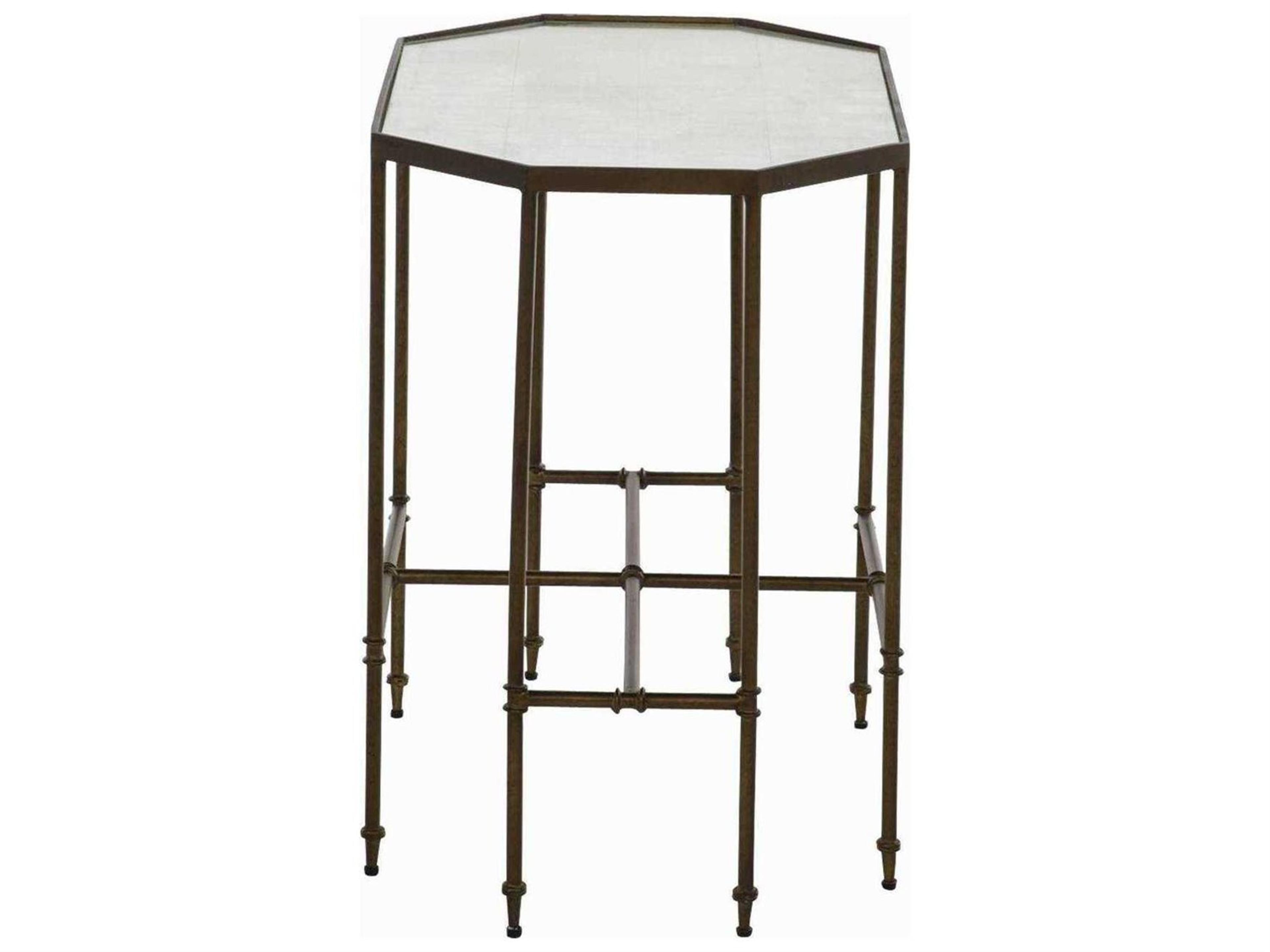 Gabby Barnes Hexagon Matte Gold & Eglomise Mirror End Table