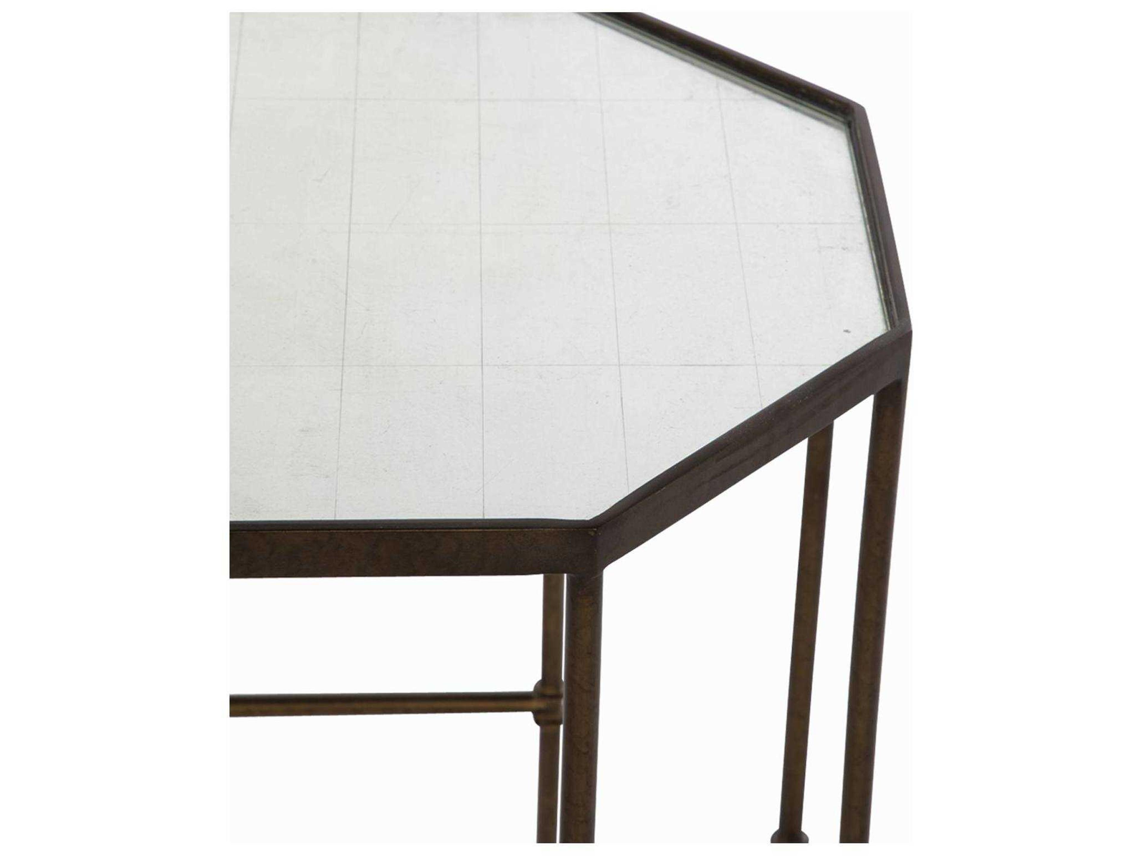 Gabby Barnes Hexagon Matte Gold & Eglomise Mirror End Table