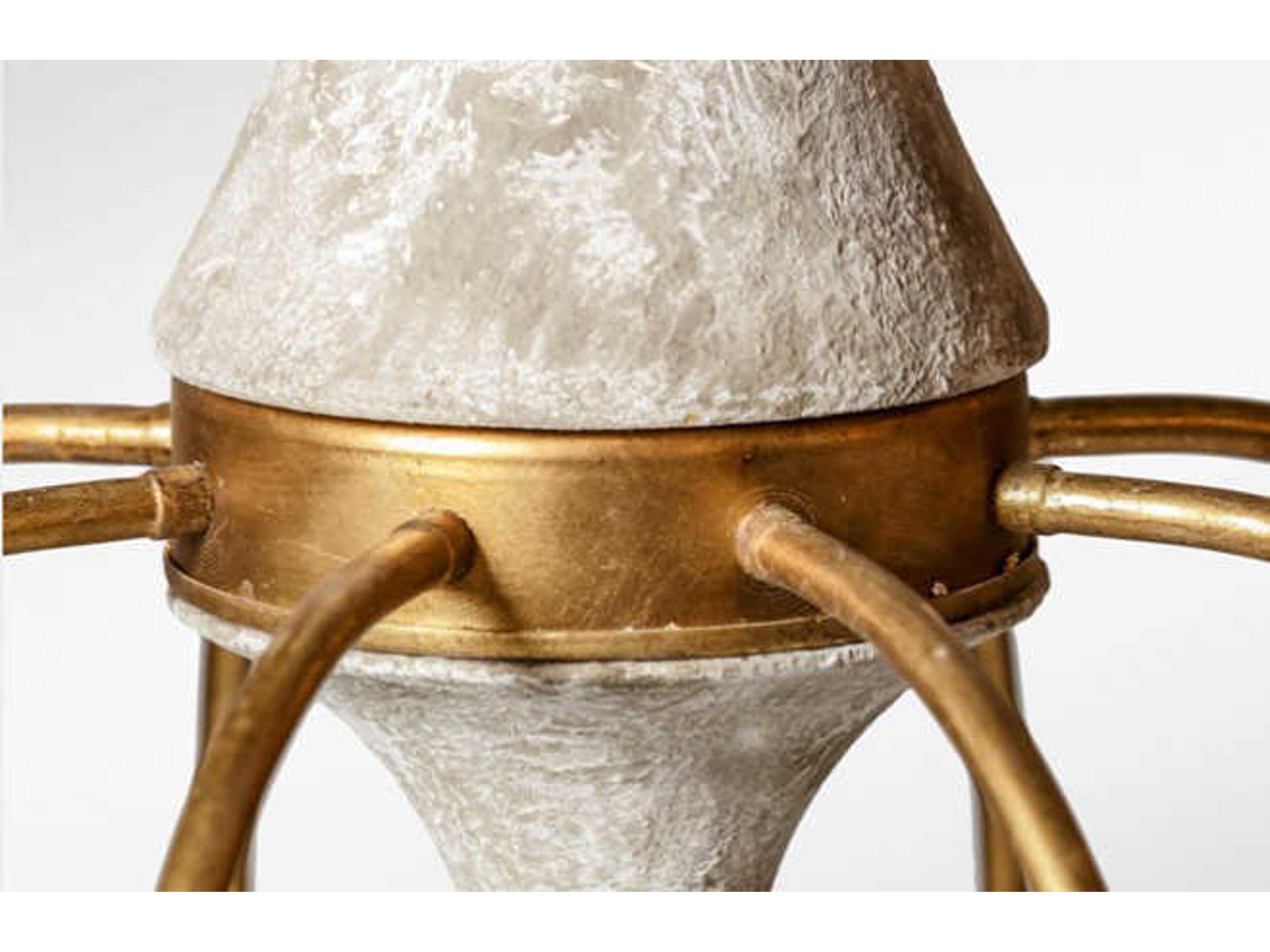 Gabby Clay 8-Light Vintage Gold With Distressed Ivory White Candelabra Chandelier