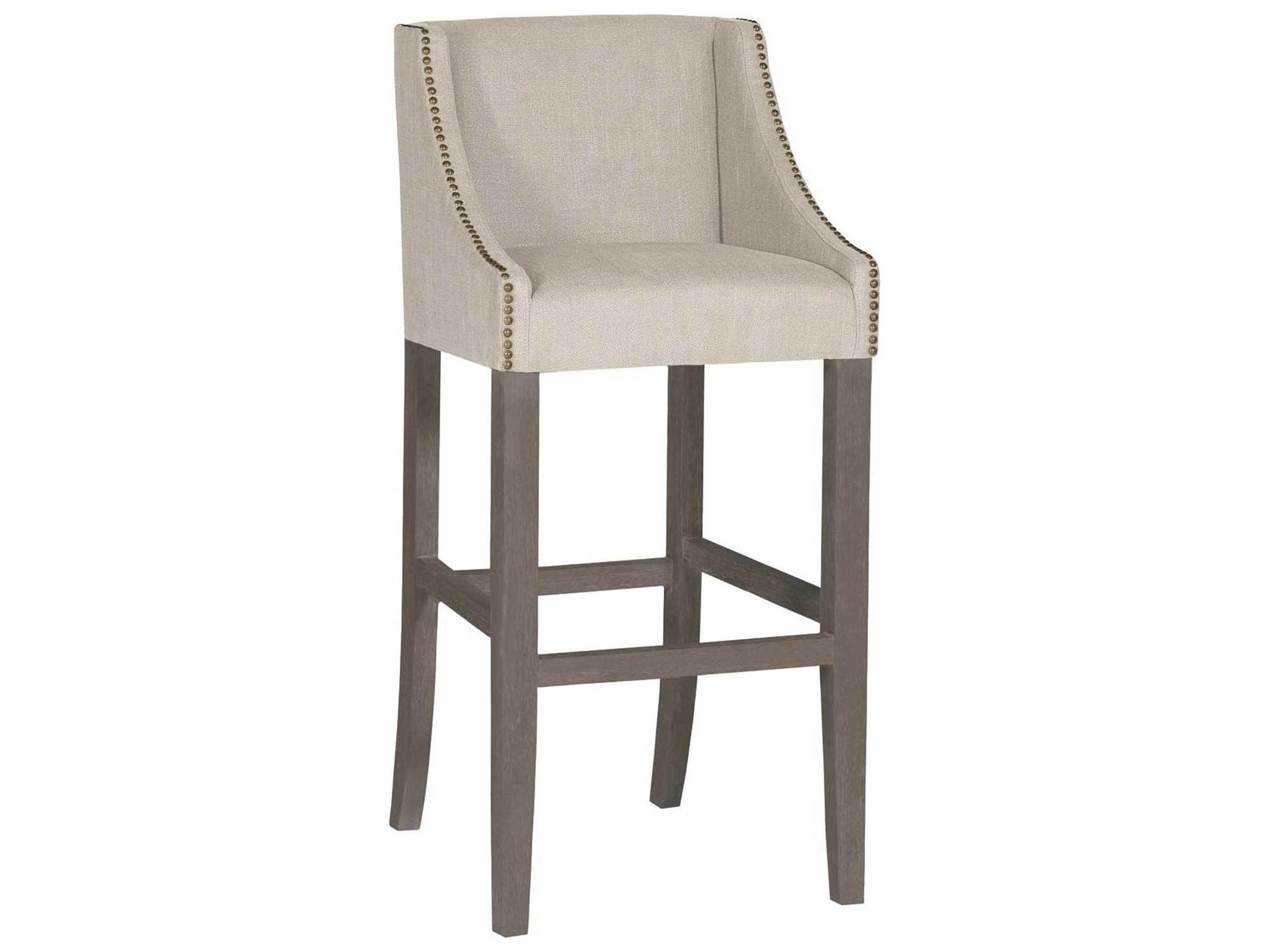 Winston Burnished Oak & Sunbrella Linen Dove Upholstered Wood Bar Stool