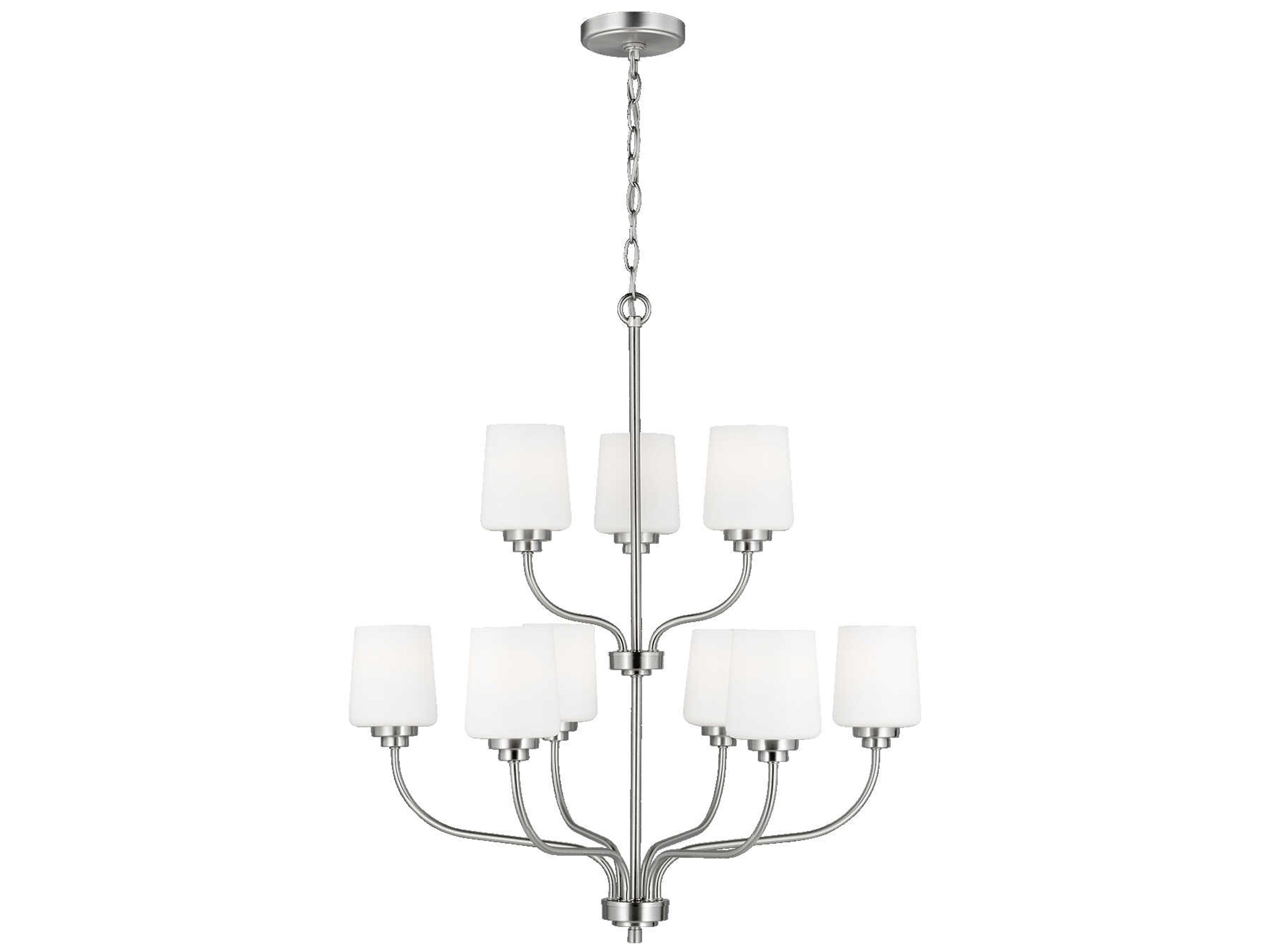 Windom 9-Light Brushed Nickel Glass Tiered Chandelier