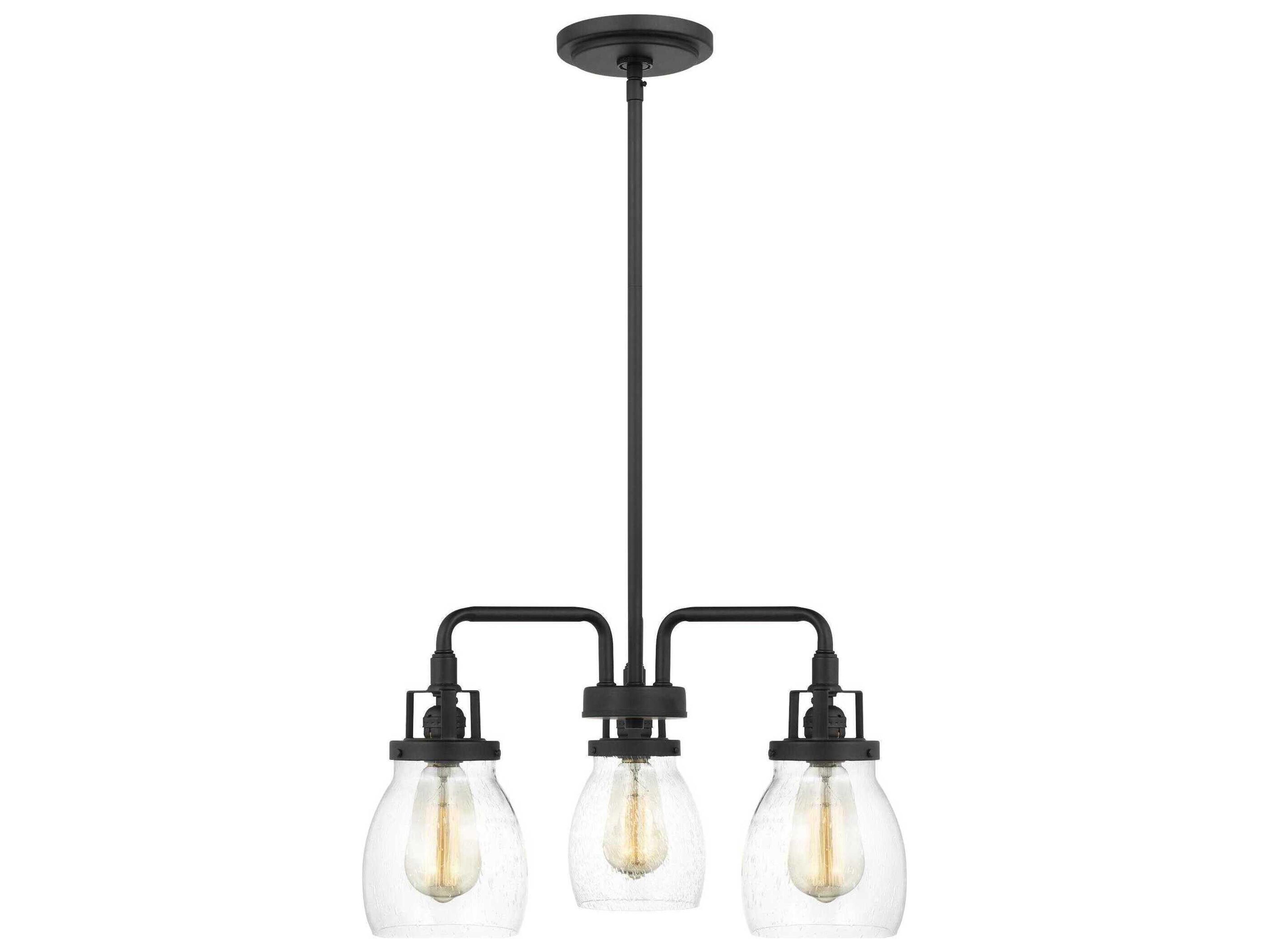 Belton 3-Light Chandelier in Midnight Black with Clear Seeded Glass