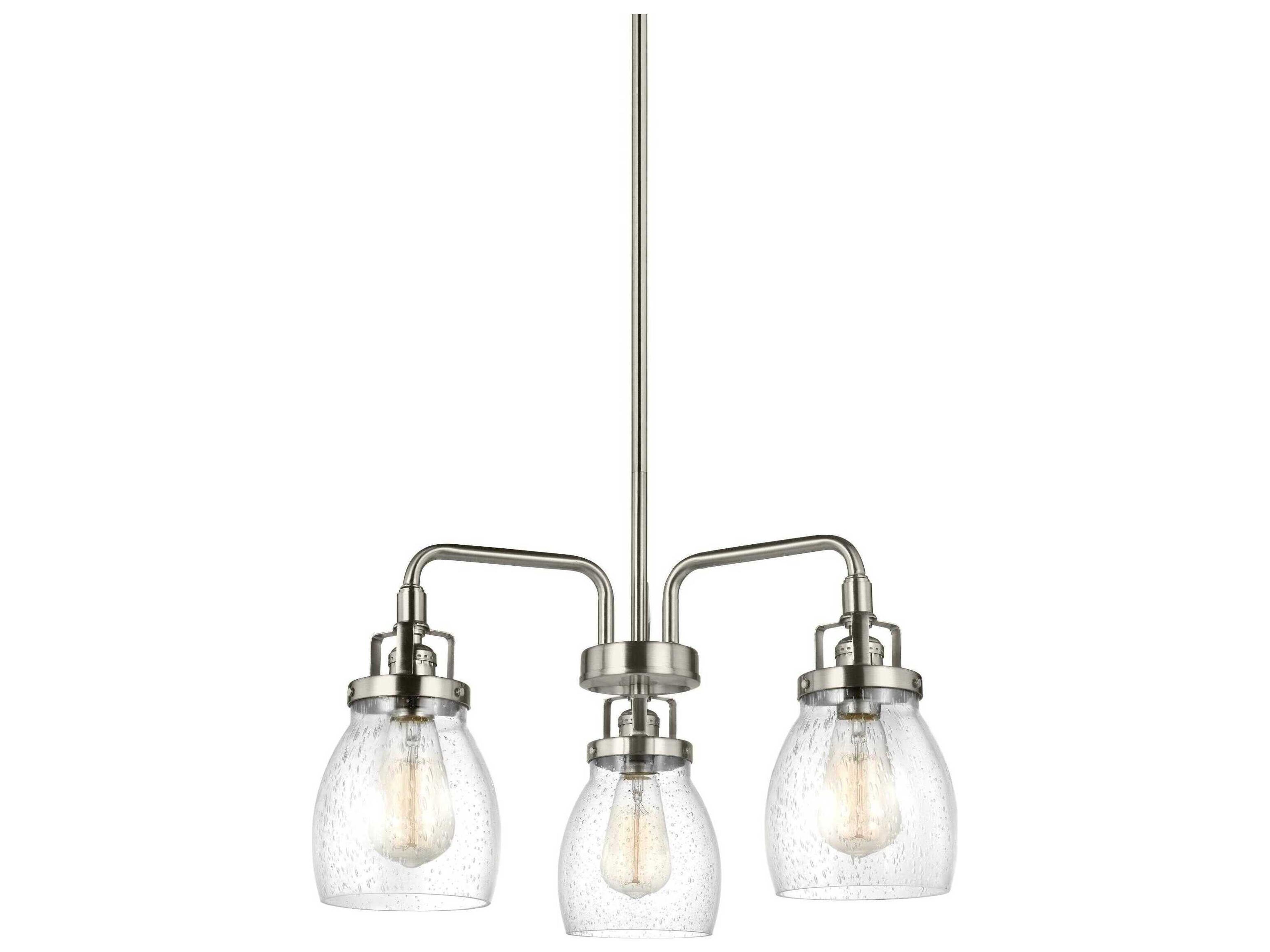 Belton 3-Light Brushed Nickel Glass Chandelier