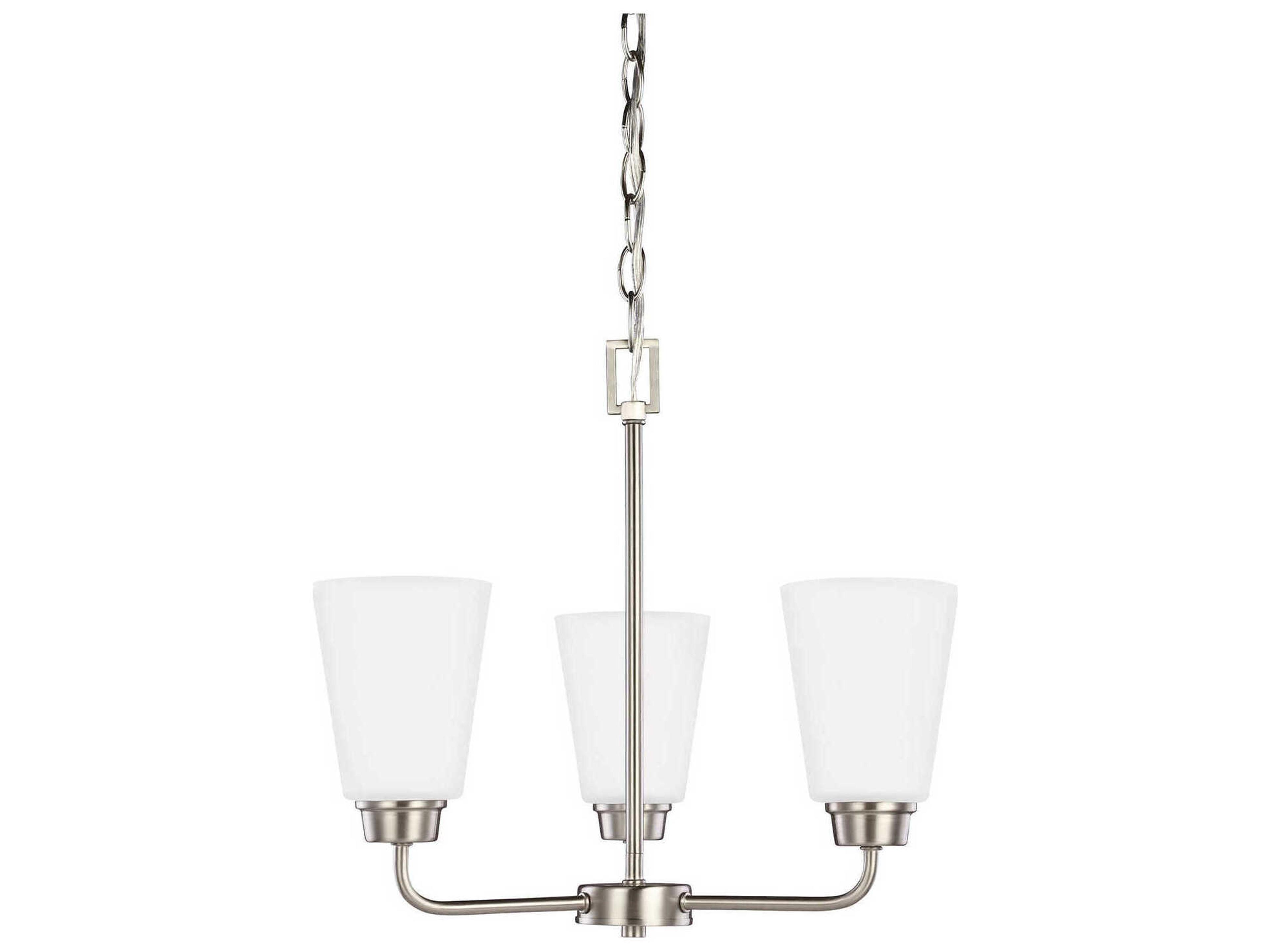 Kerrville 3-Light Brushed Nickel Glass Bell Chandelier