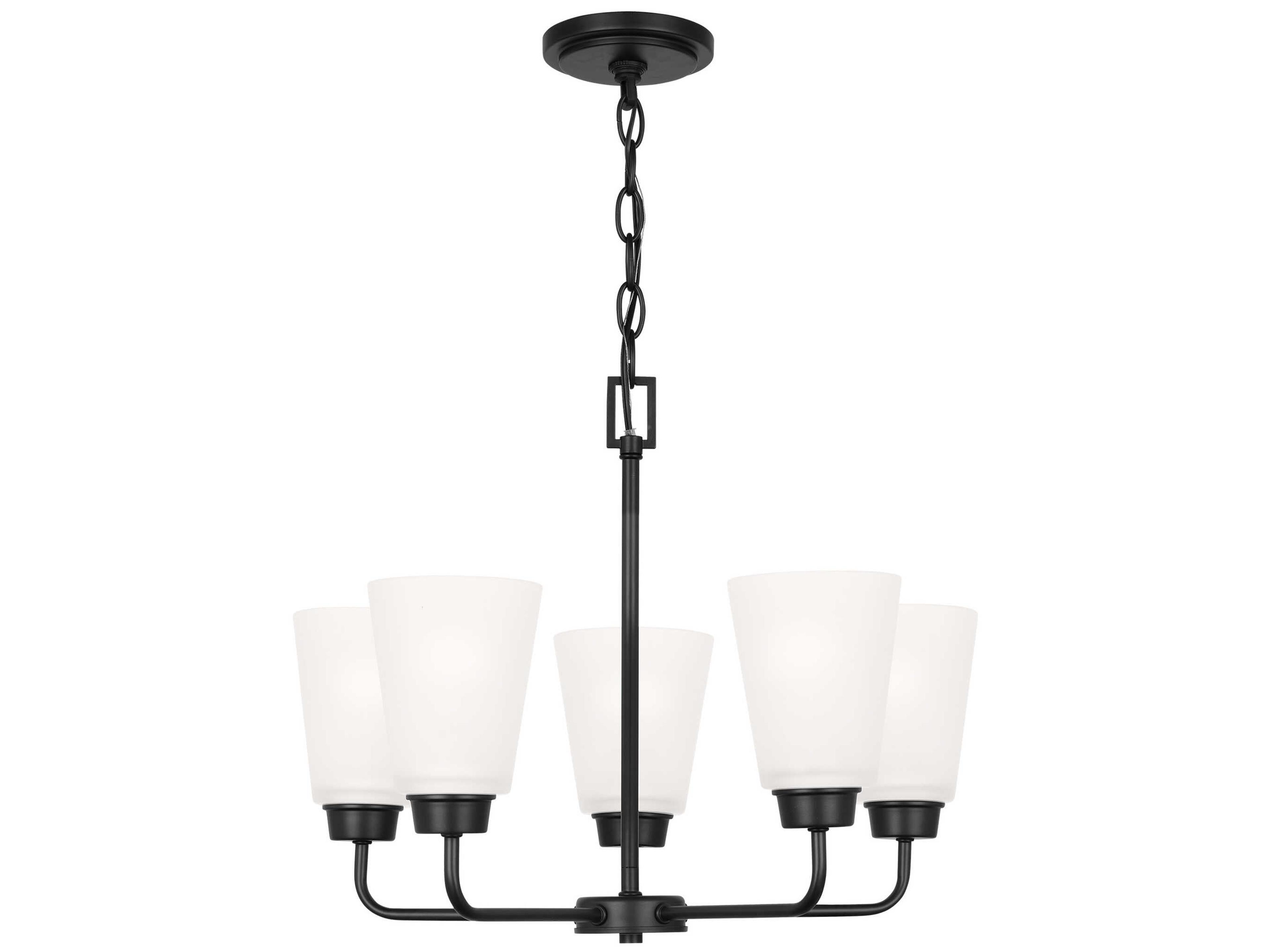 5-Light Kerrville Chandelier in Midnight Black with Satin Etched Glass