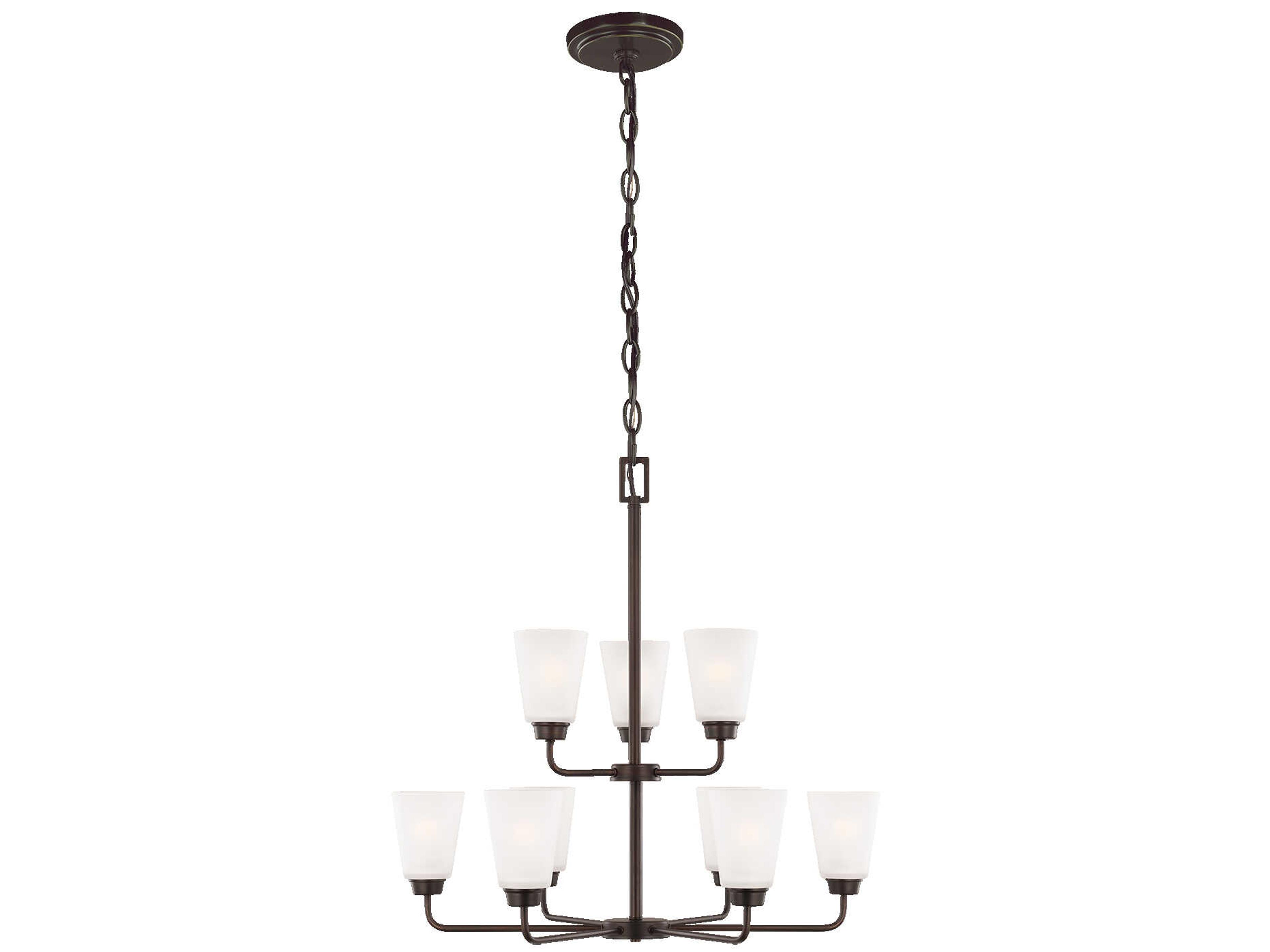 Kerrville 9-Light Bronze Glass Bell Tiered Chandelier