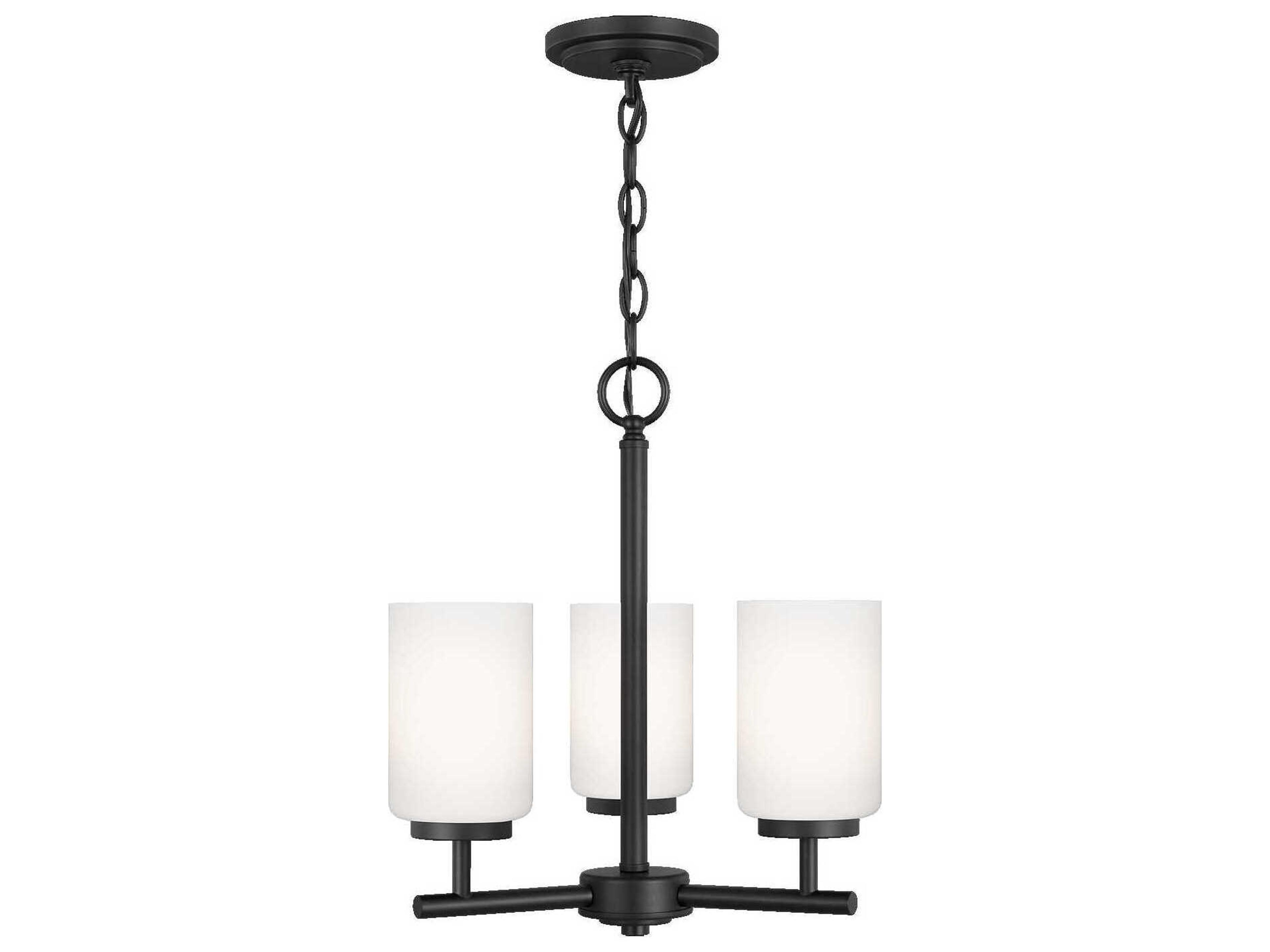 Oslo 3-Light Midnight Black Glass Cylinder Chandelier