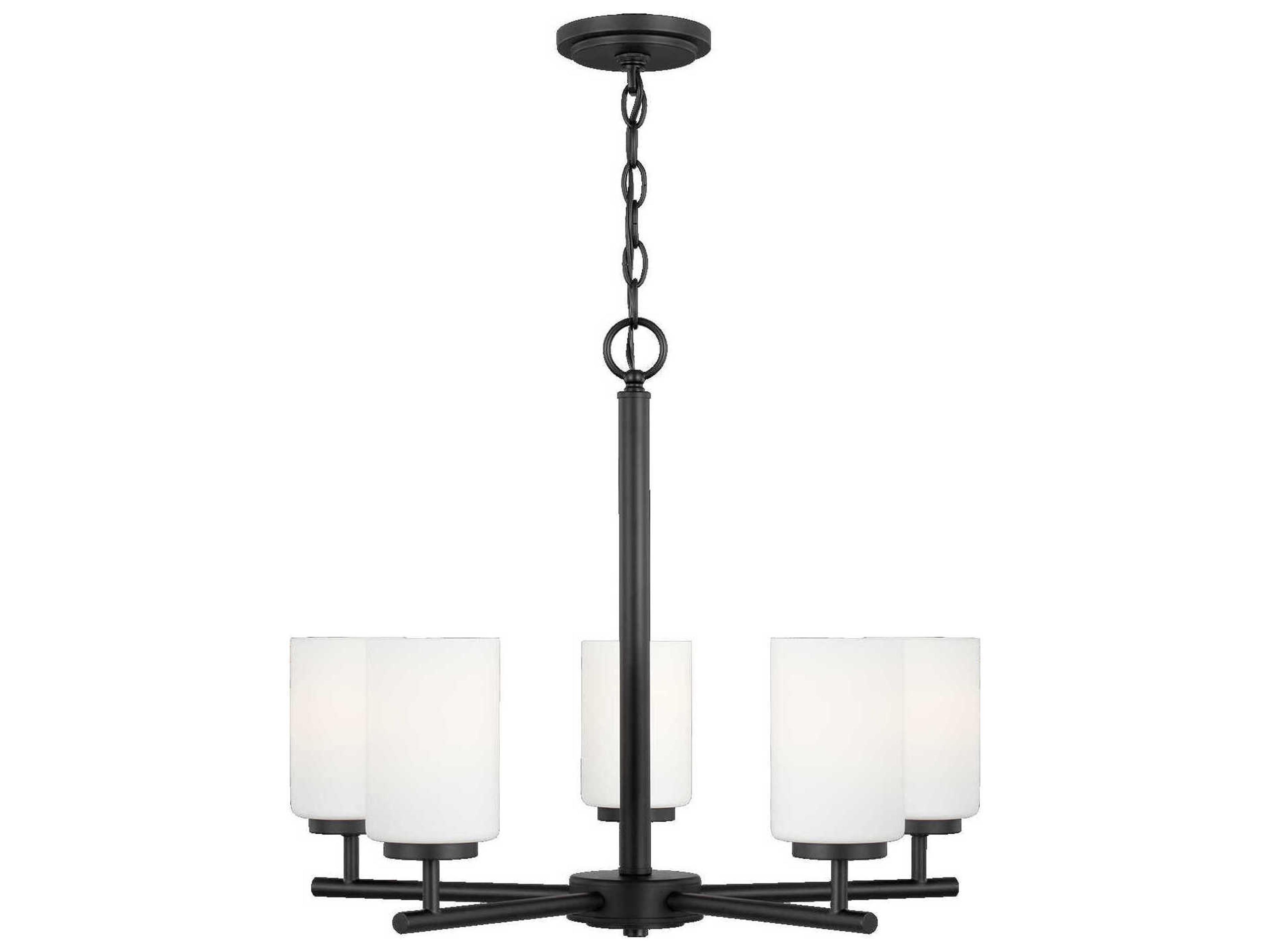 Oslo 5-Light Chandelier in Midnight Black with Opal Etched Glass