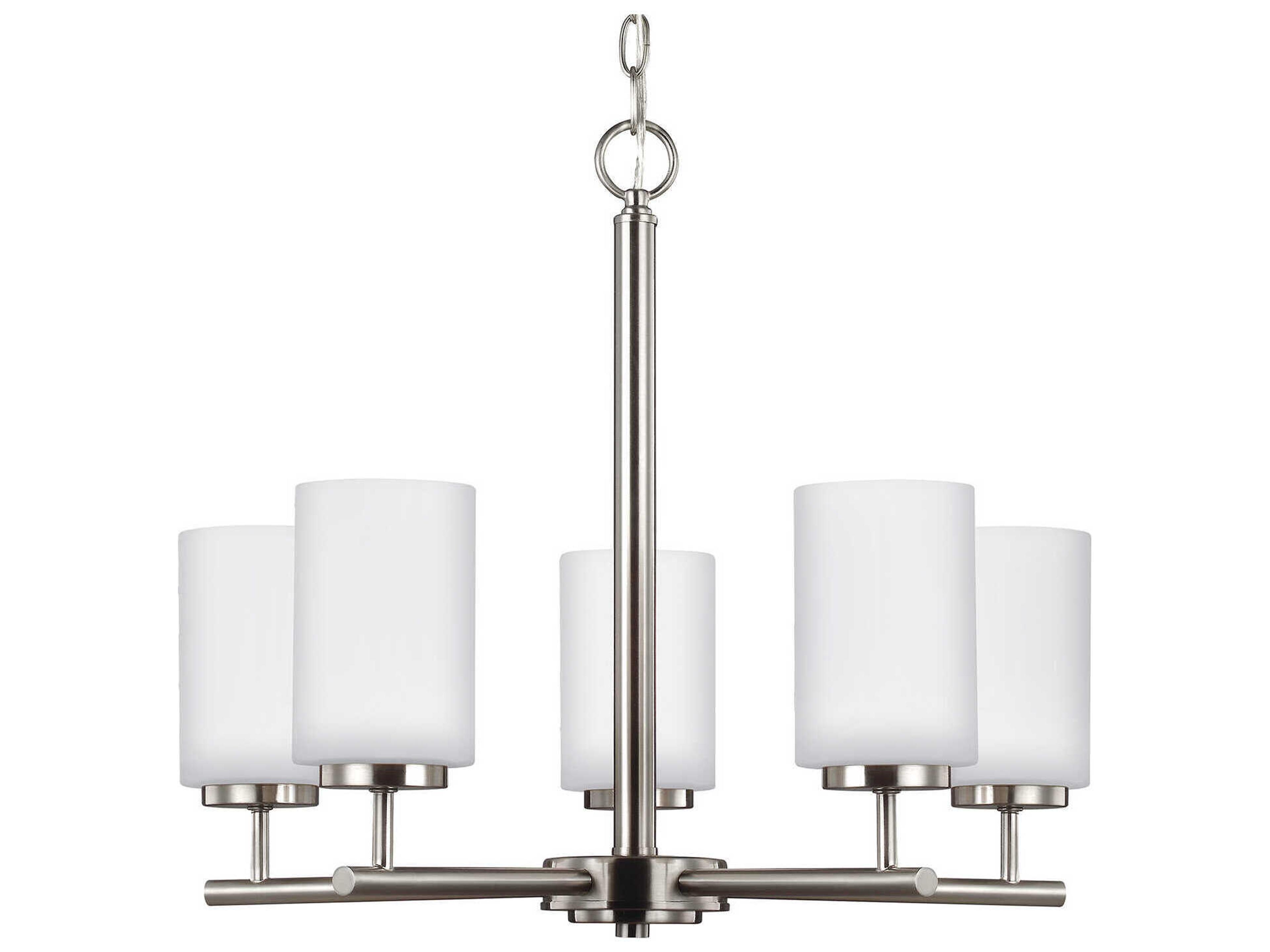 Oslo 5-Light Brushed Nickel Glass Cylinder Chandelier