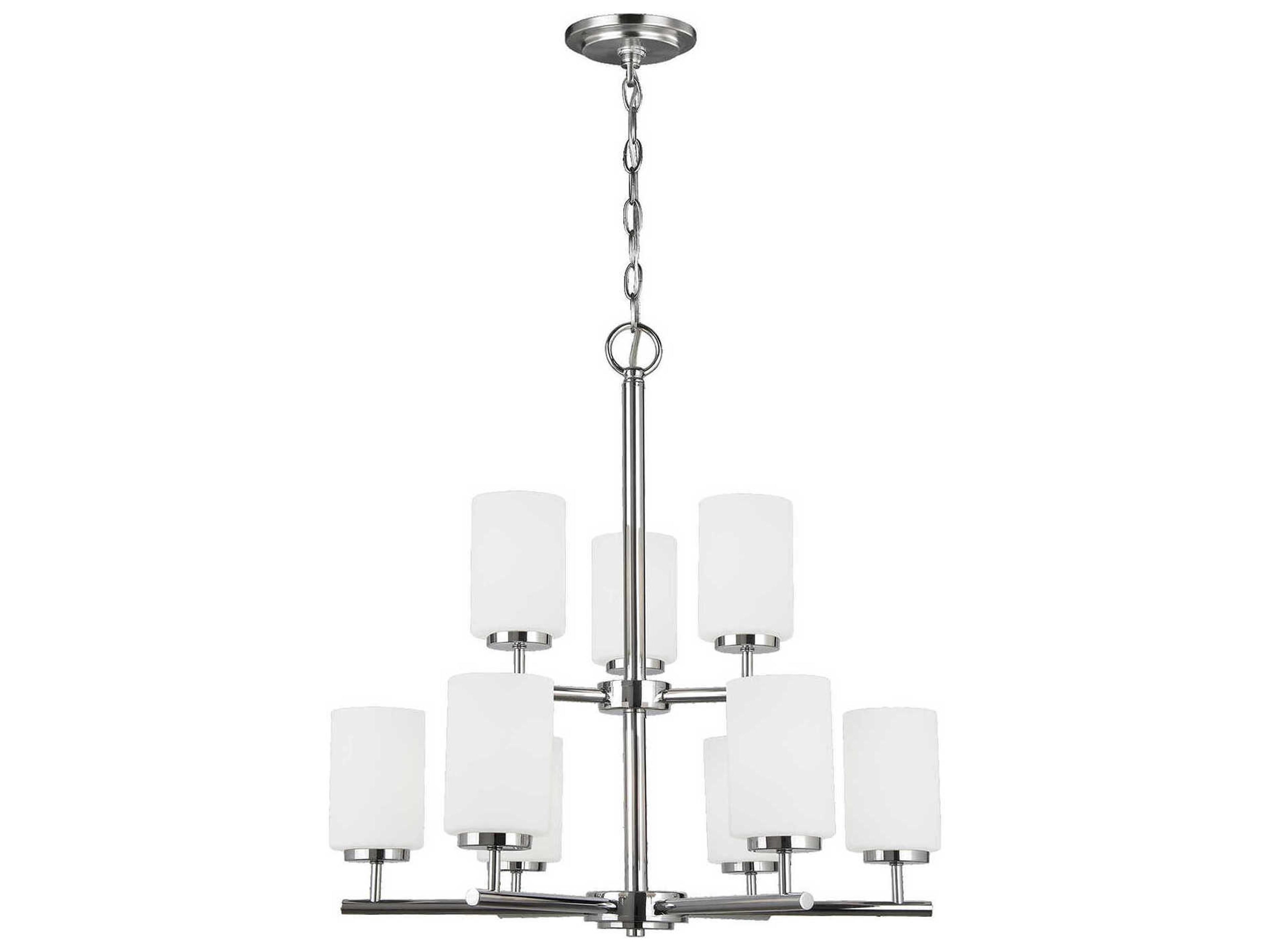 Oslo 9-Light Chrome Glass Cylinder Tiered Chandelier