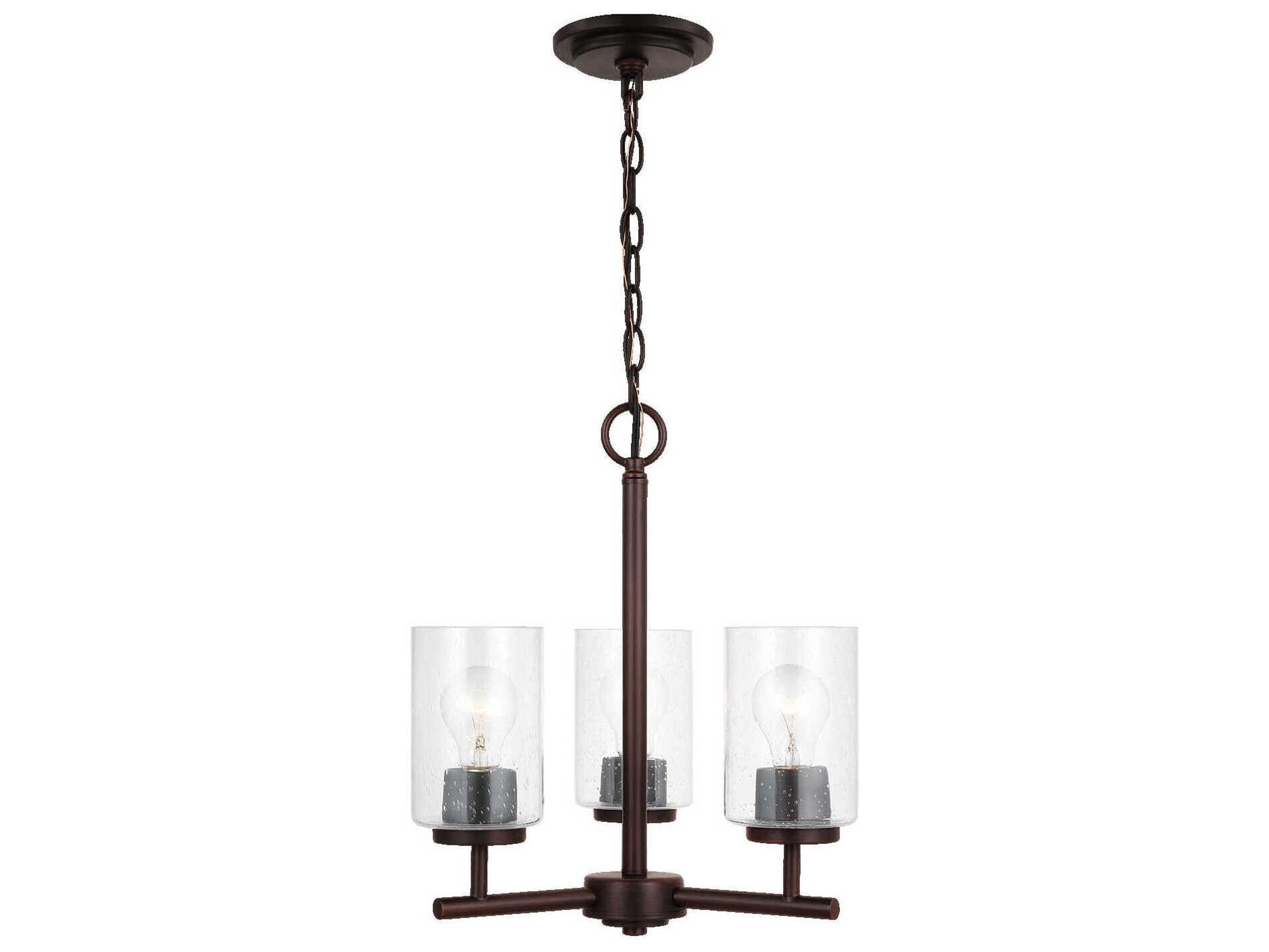Oslo 3-Light Bronze Glass Cylinder Chandelier