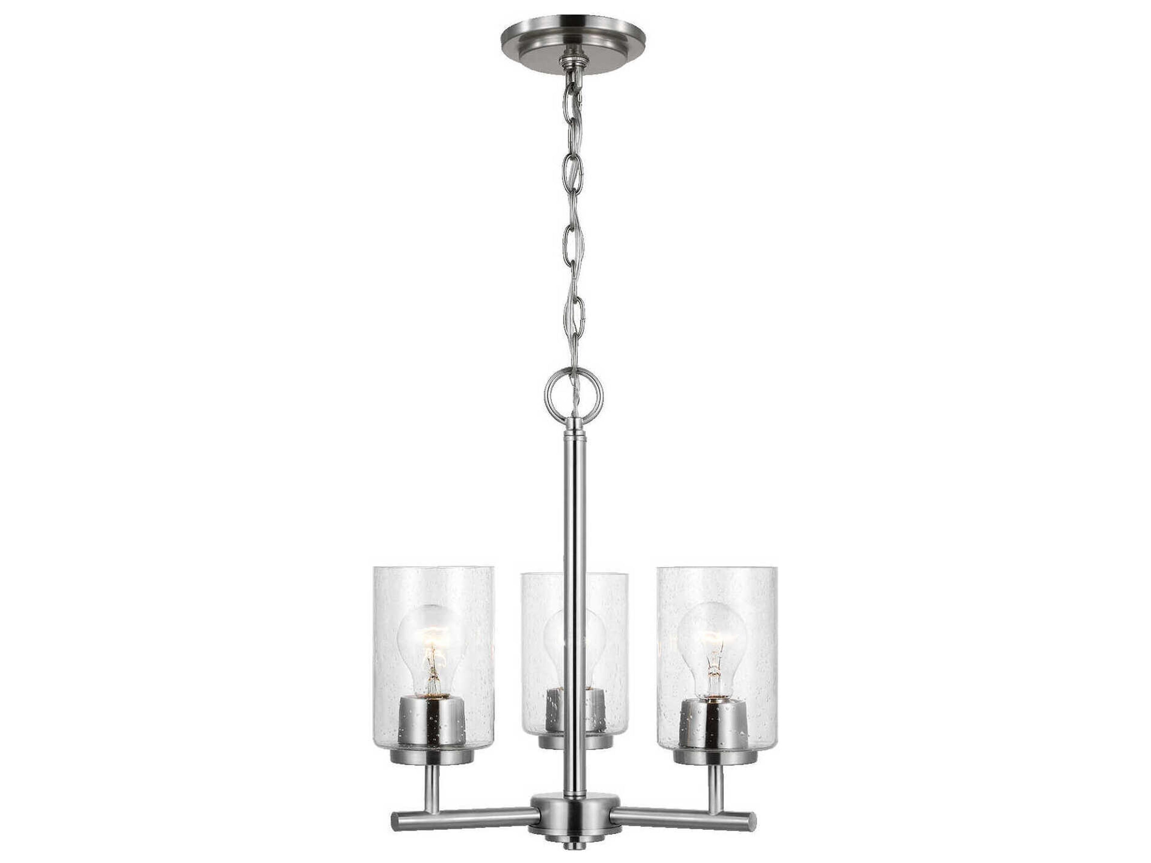 Oslo 3-Light Brushed Nickel Glass Cylinder Chandelier
