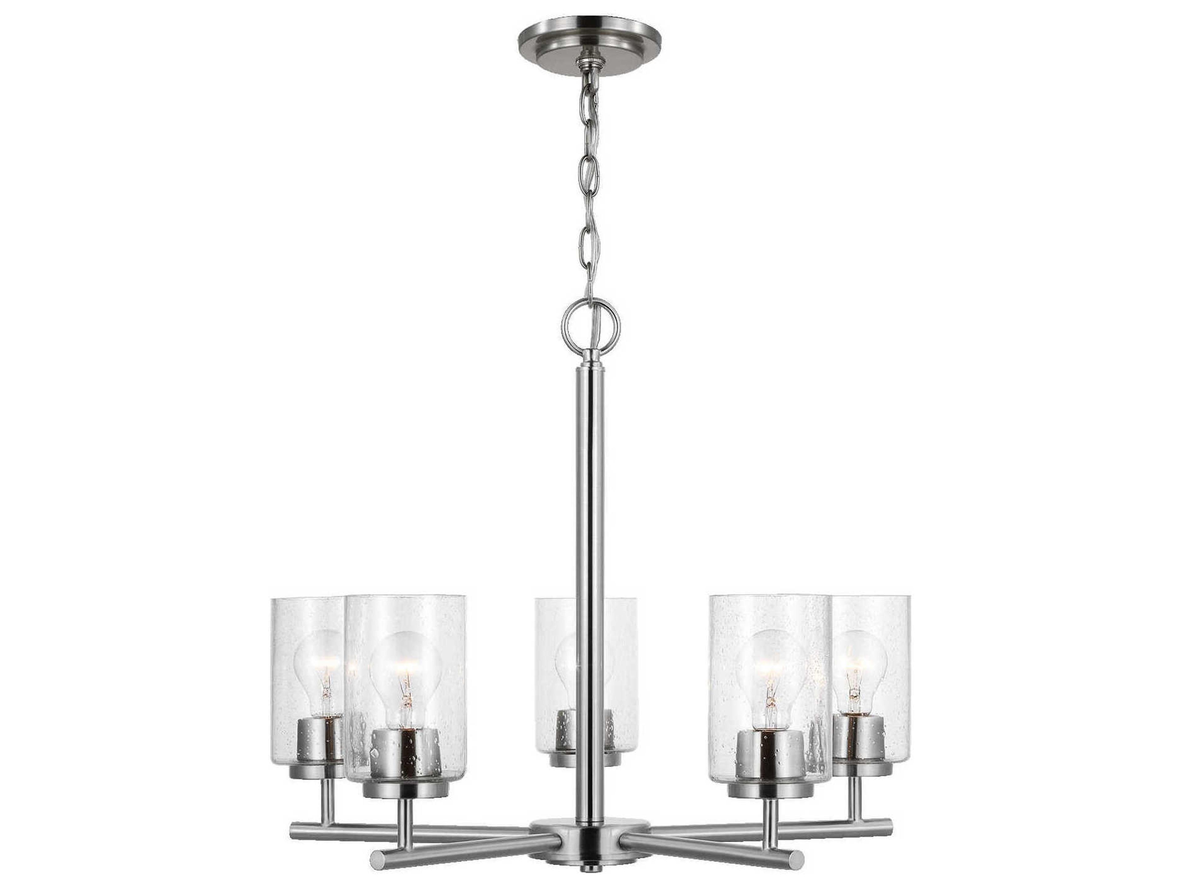 Oslo 5-Light Brushed Nickel Glass Cylinder Chandelier