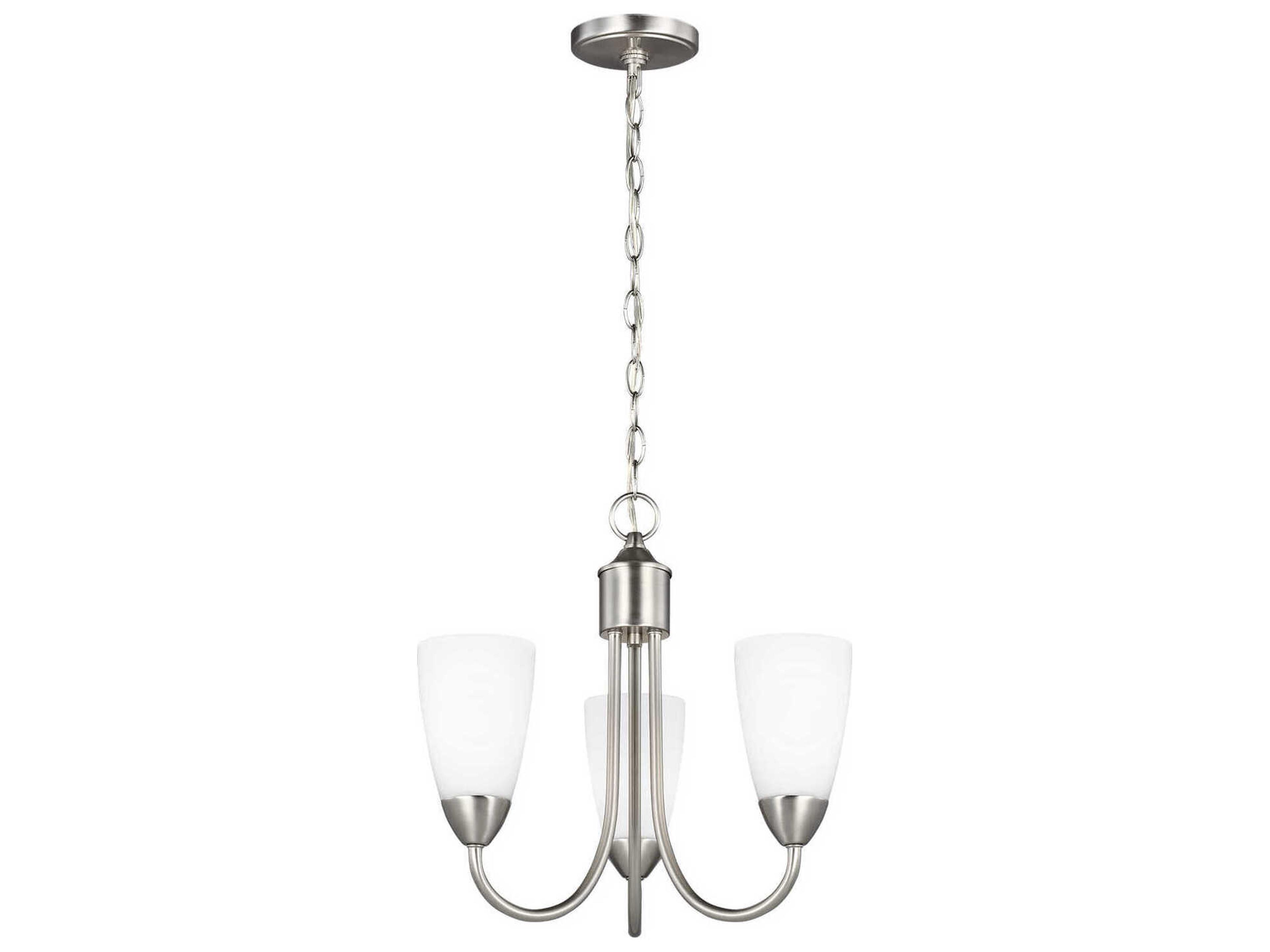 Seville 3-Light Brushed Nickel Glass Bell Chandelier