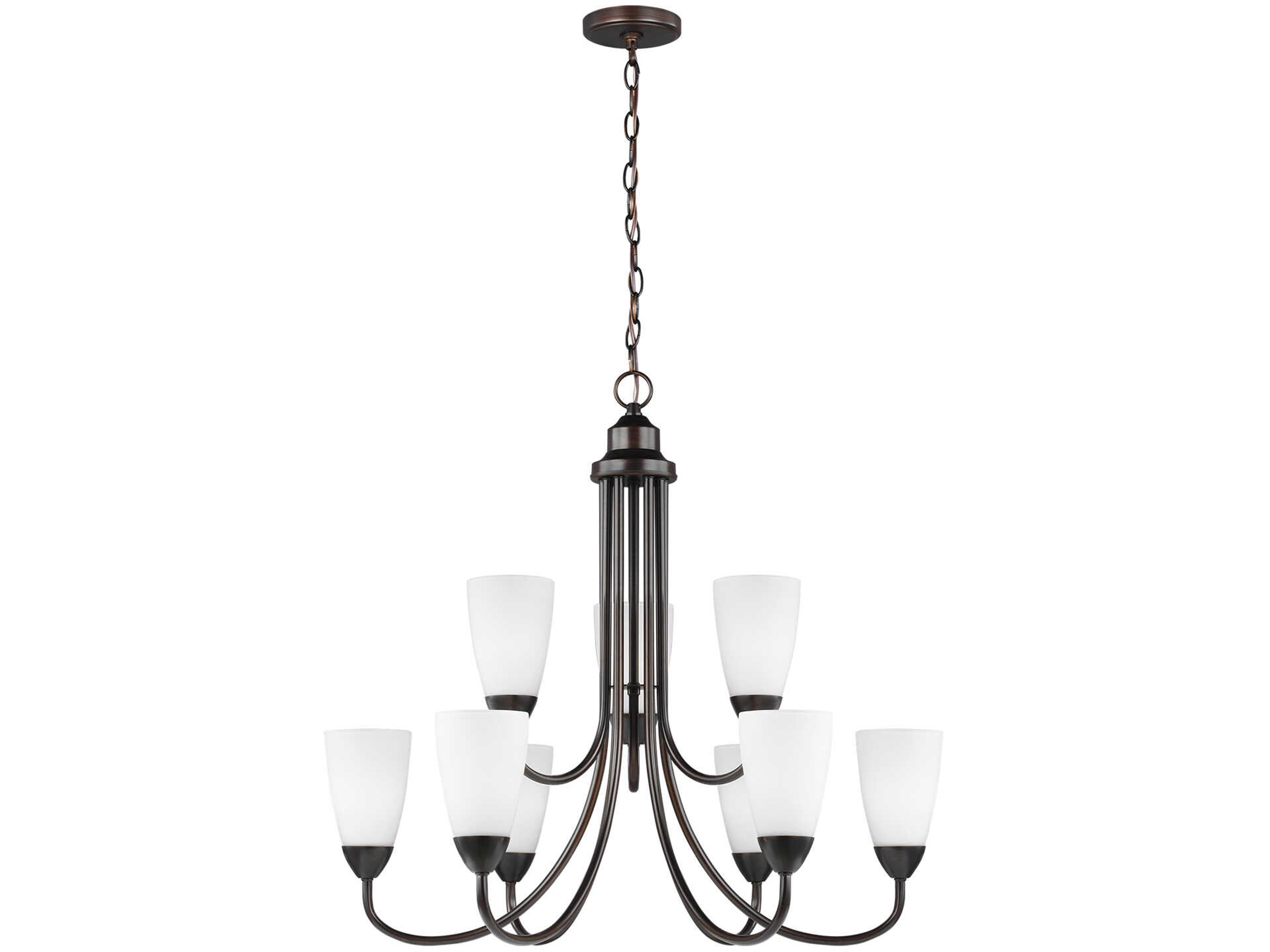 Seville 9-Light Bronze Glass Bell Tiered Chandelier