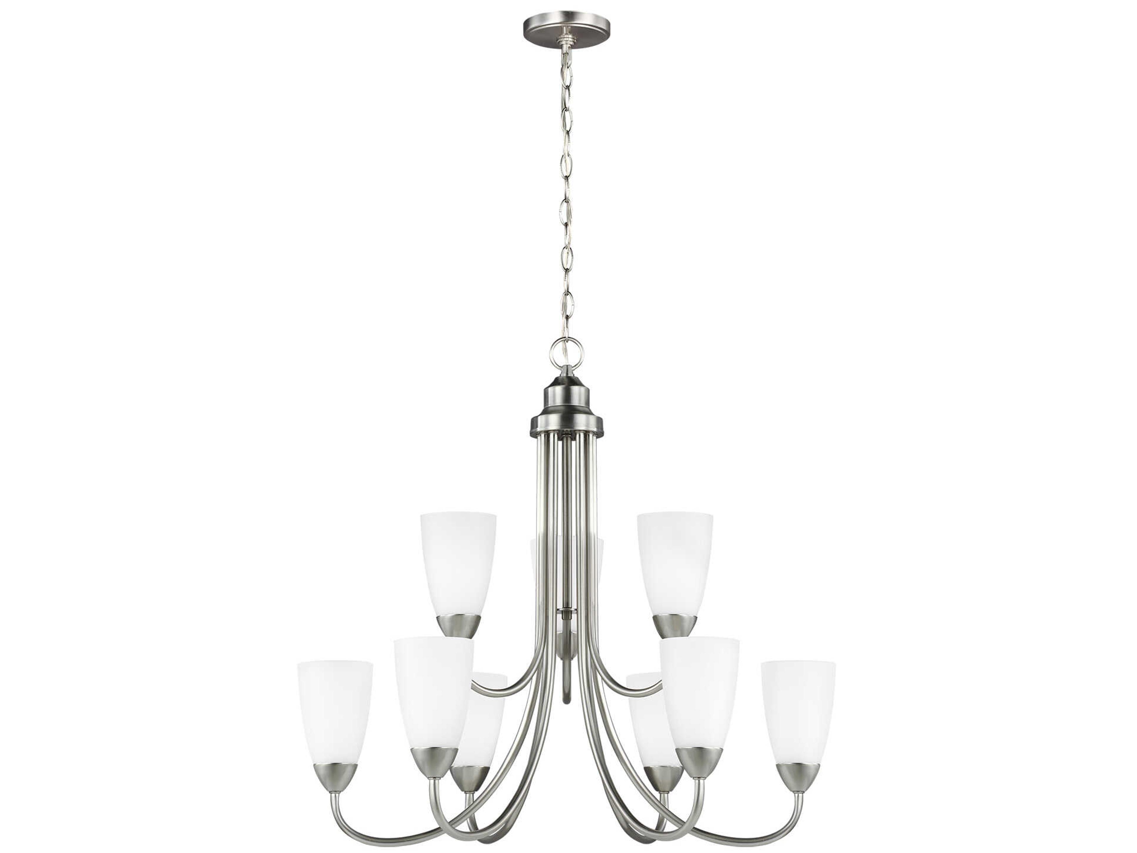 Seville 9-Light Brushed Nickel Glass Bell Tiered Chandelier
