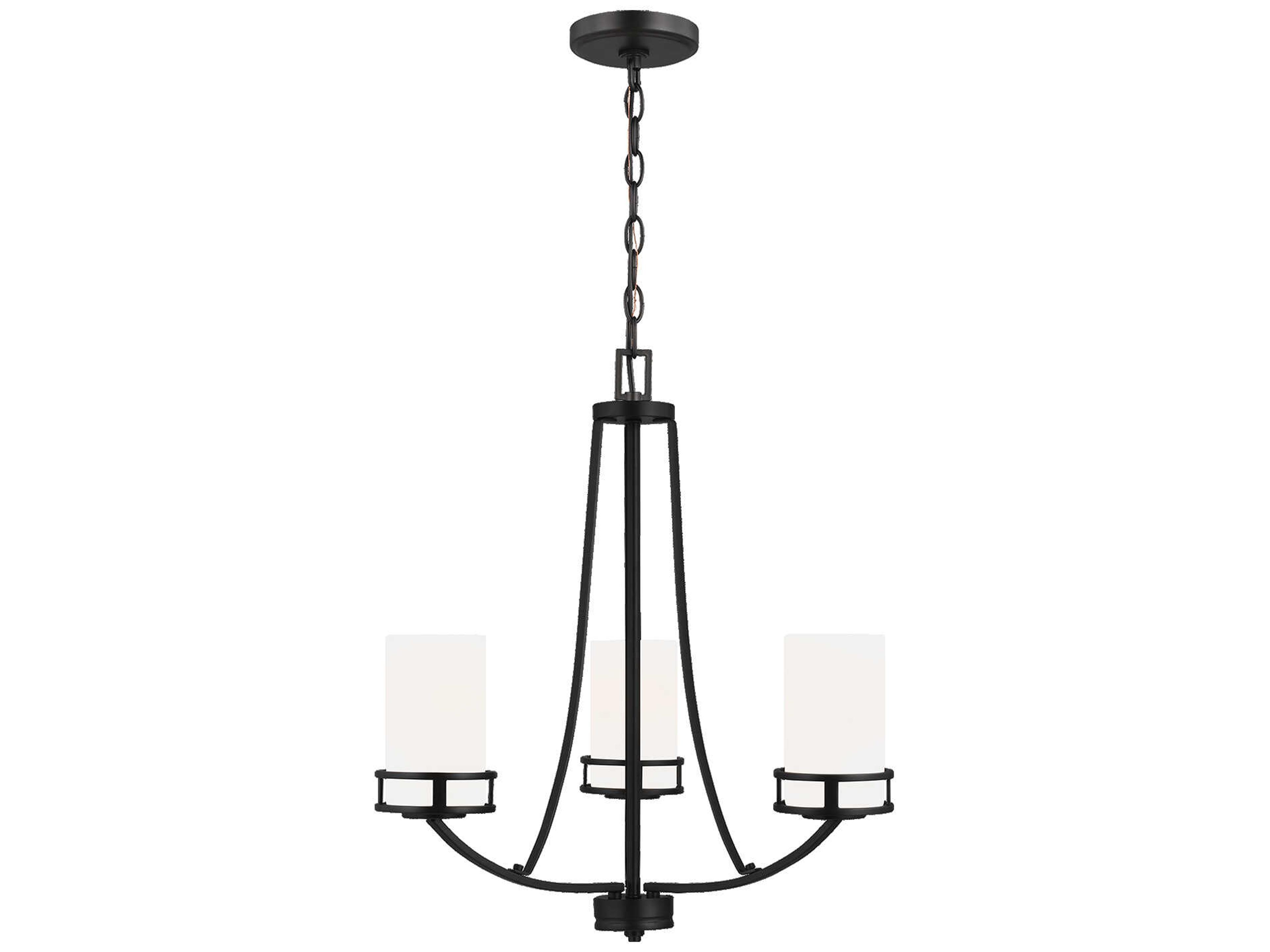 3-Light Robie Chandelier in Midnight Black with Etched White Glass
