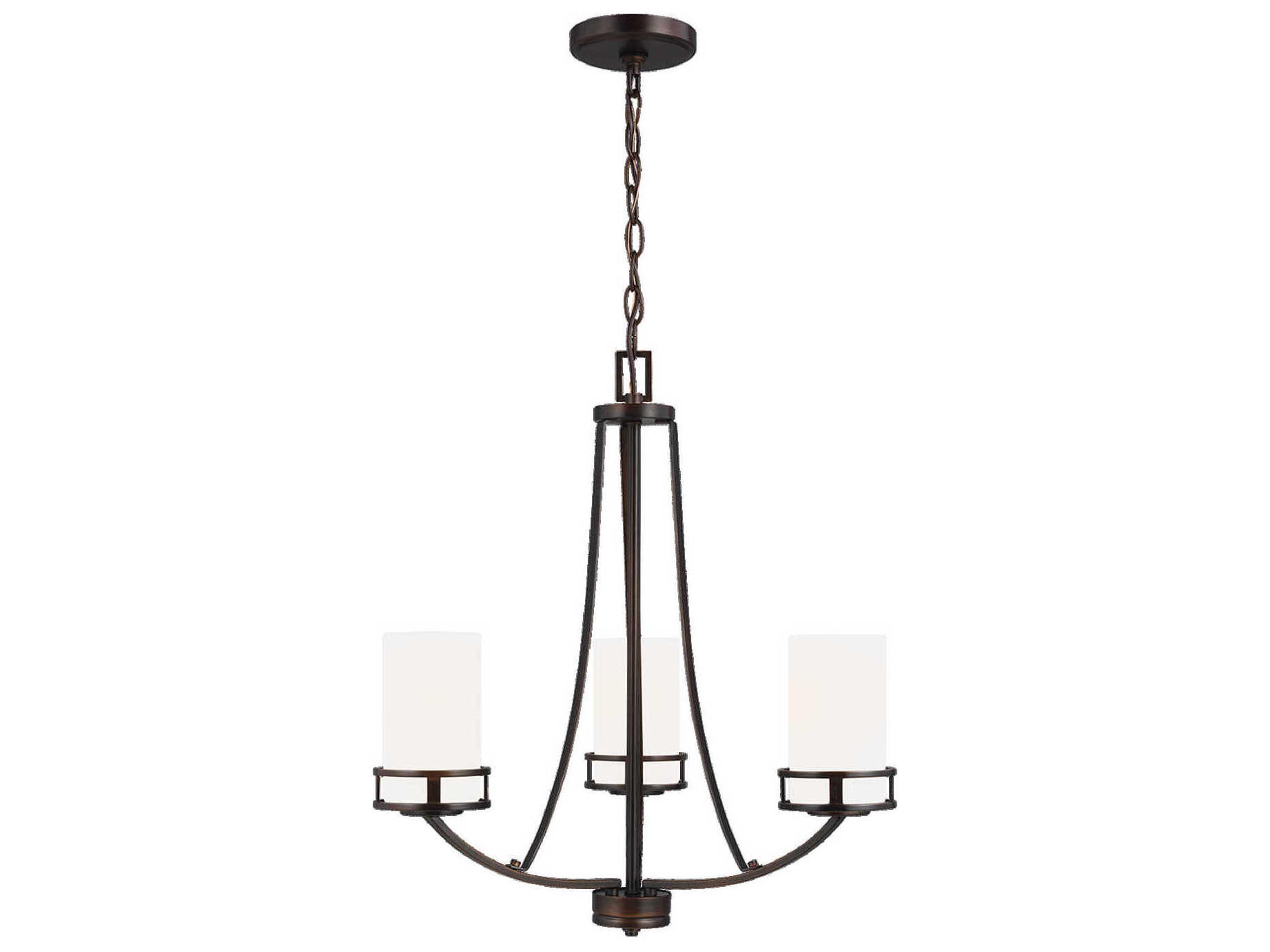 Robie 3-Light Bronze Glass Cylinder Chandelier