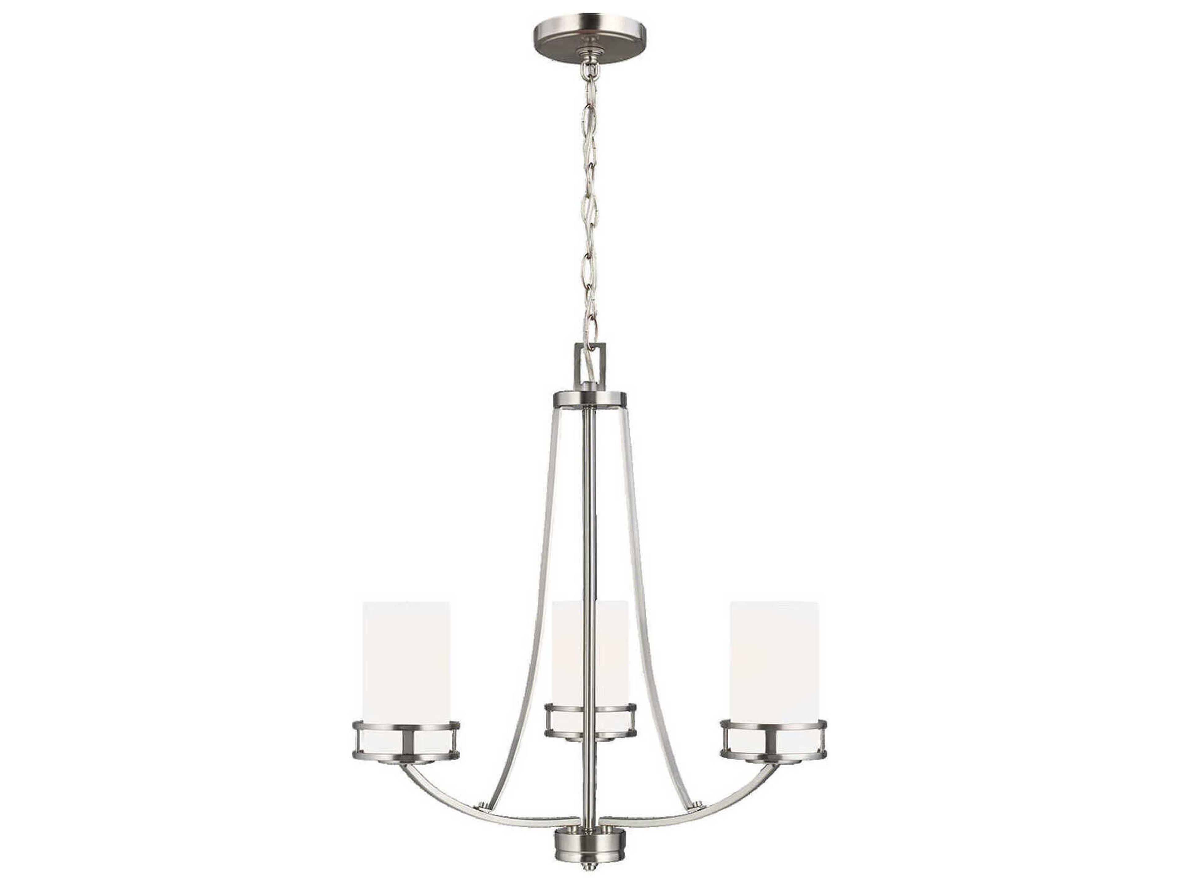 Robie 3-Light Brushed Nickel Glass Cylinder Chandelier