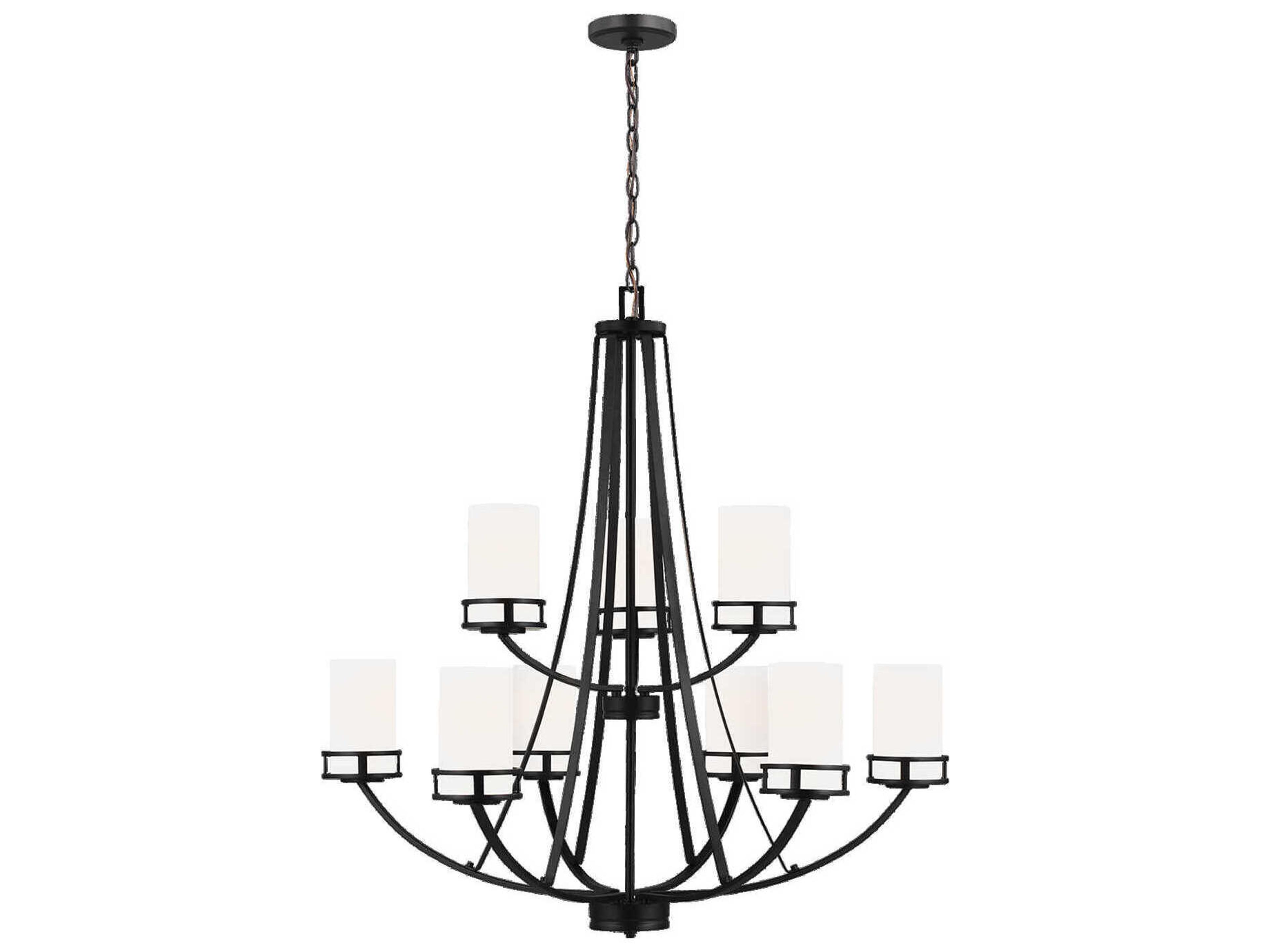 Robie 9-Light Midnight Black Glass Cylinder Tiered Chandelier